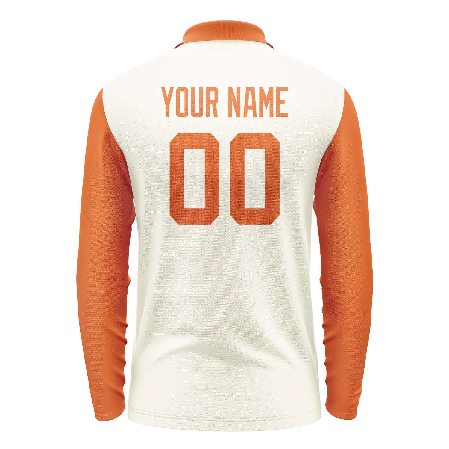 Custom Cream Orange Long Sleeve Polo Shirt sold by Tailorly product image thumbnail 3