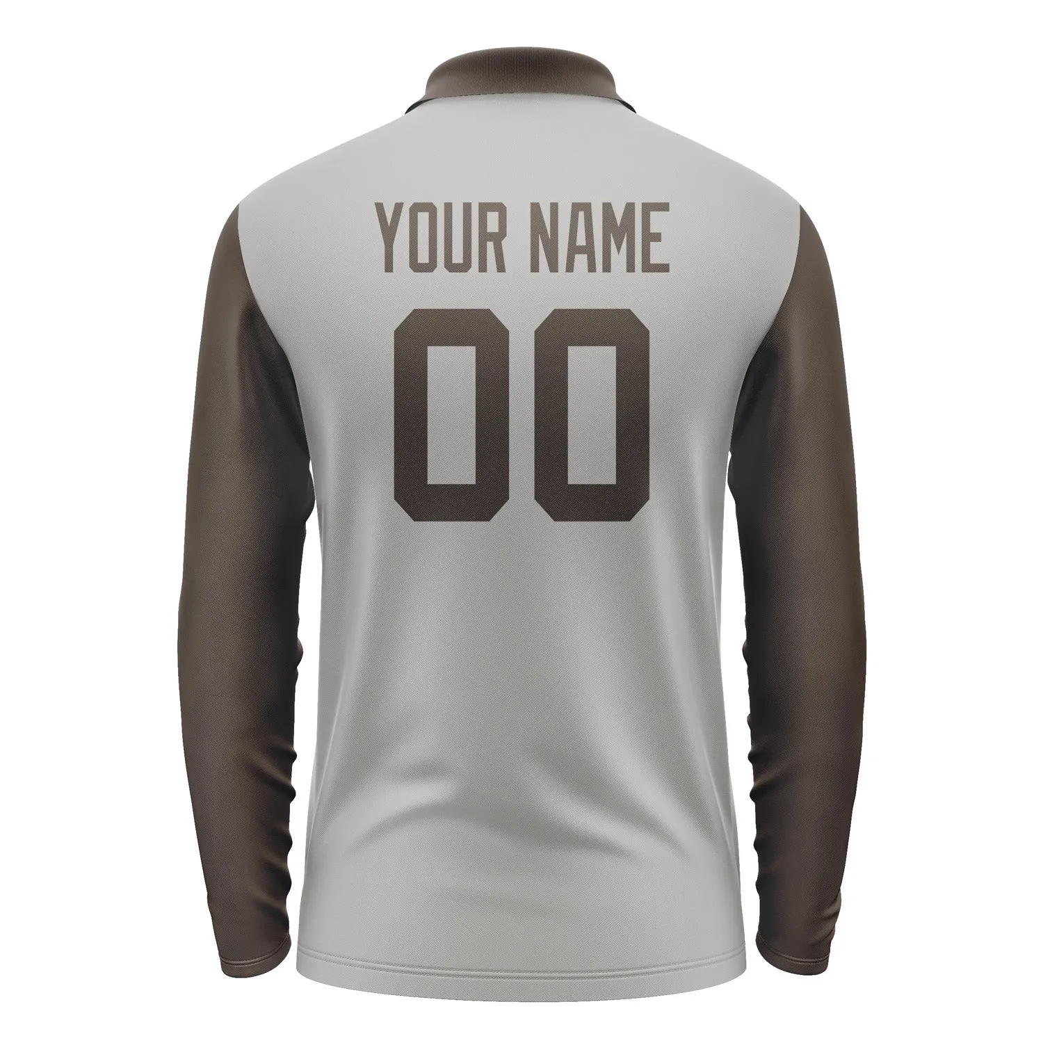 Custom Gray Brown Long Sleeve Polo Shirt sold by Tailorly product image thumbnail 3