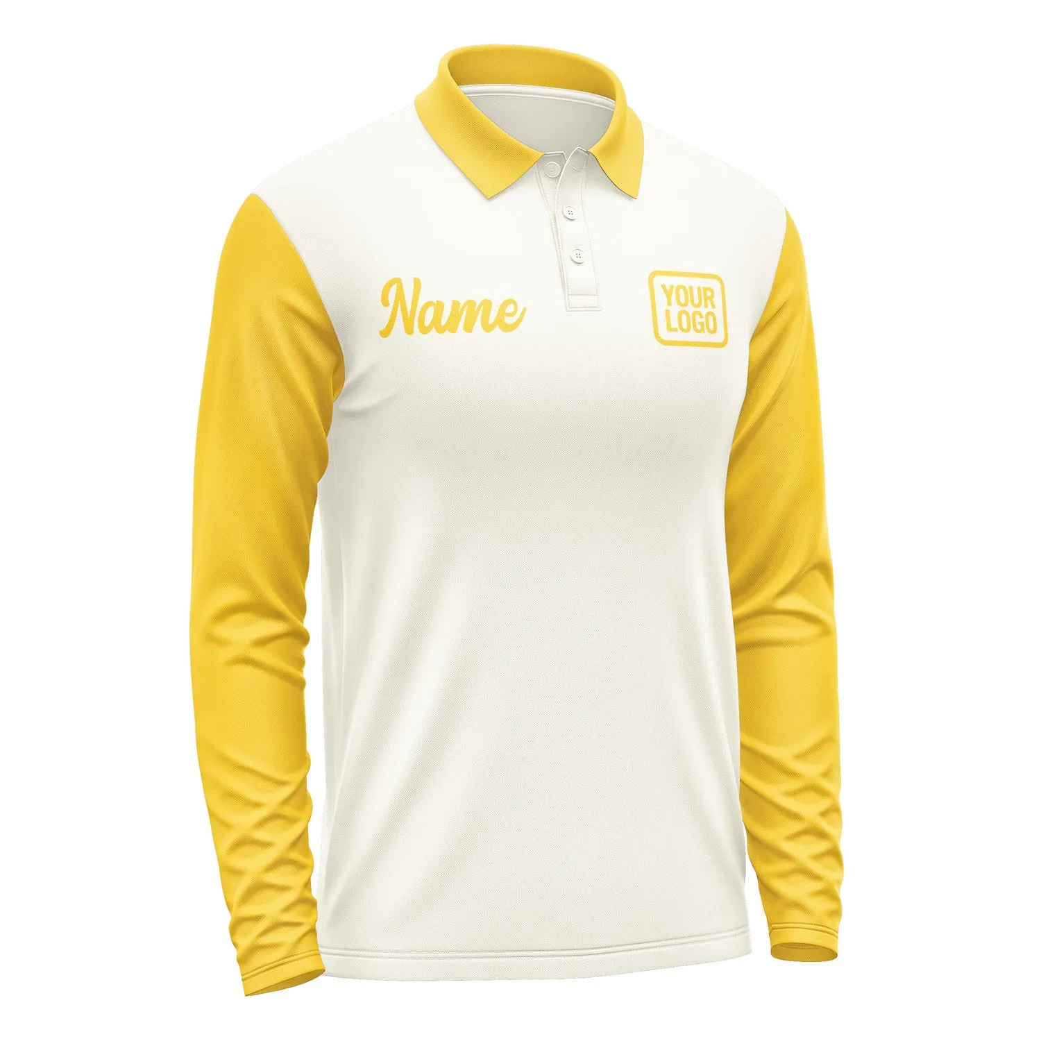 Custom Cream Gold Long Sleeve Polo Shirt sold by Tailorly product image thumbnail 4