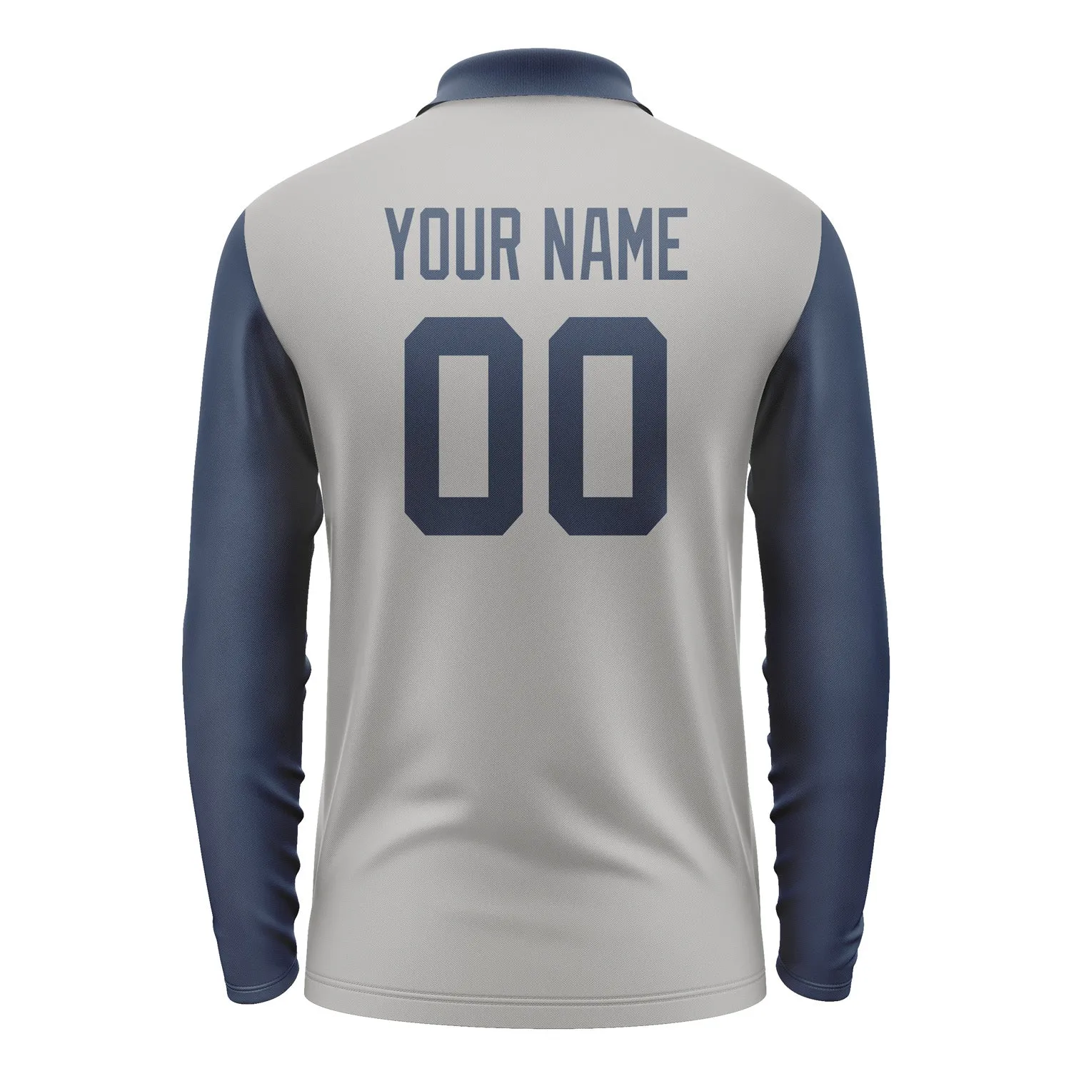 Custom Gray Blue Long Sleeve Polo Shirt sold by Tailorly product image thumbnail 3