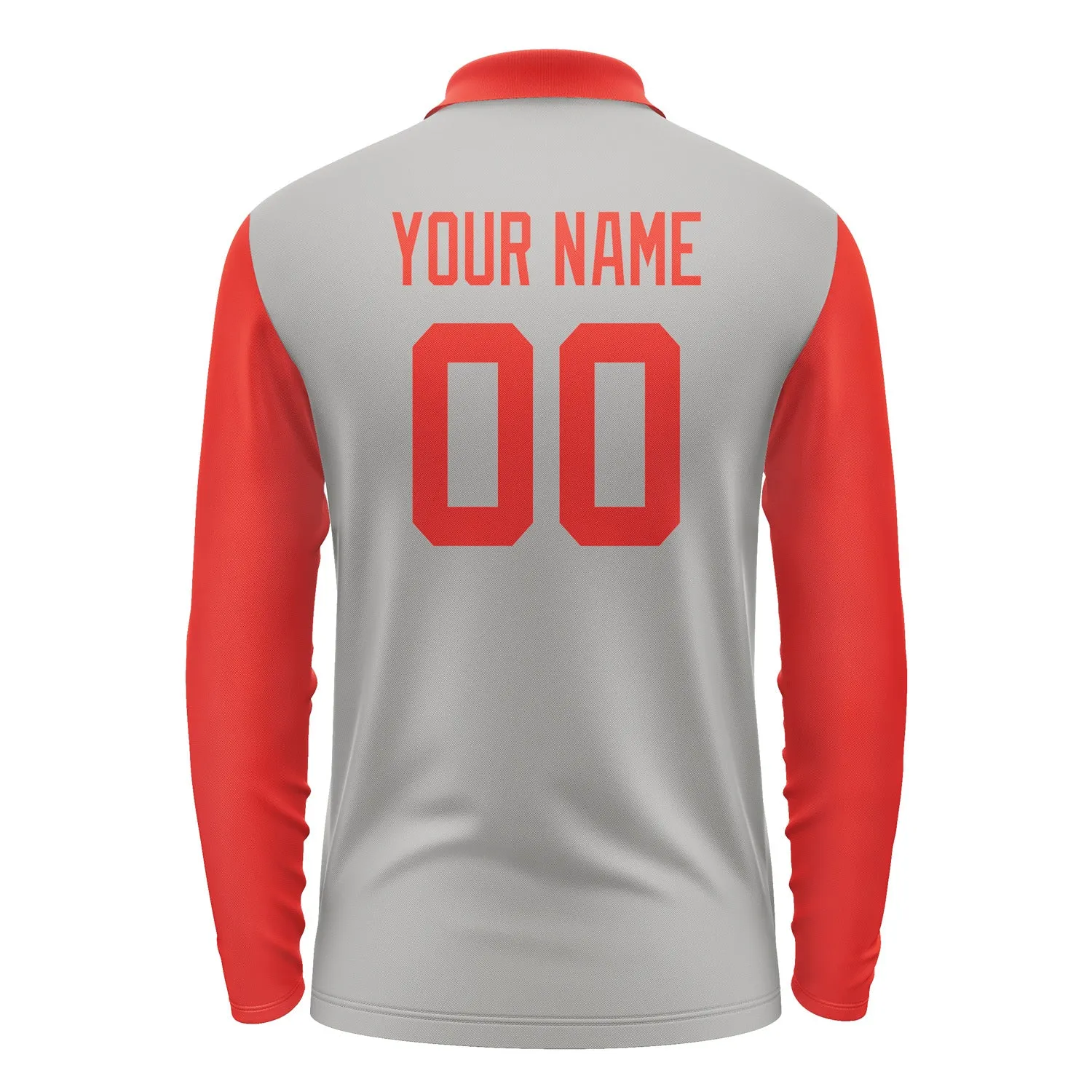 Custom Gray Orange Red Long Sleeve Polo Shirt sold by Tailorly product image thumbnail 3