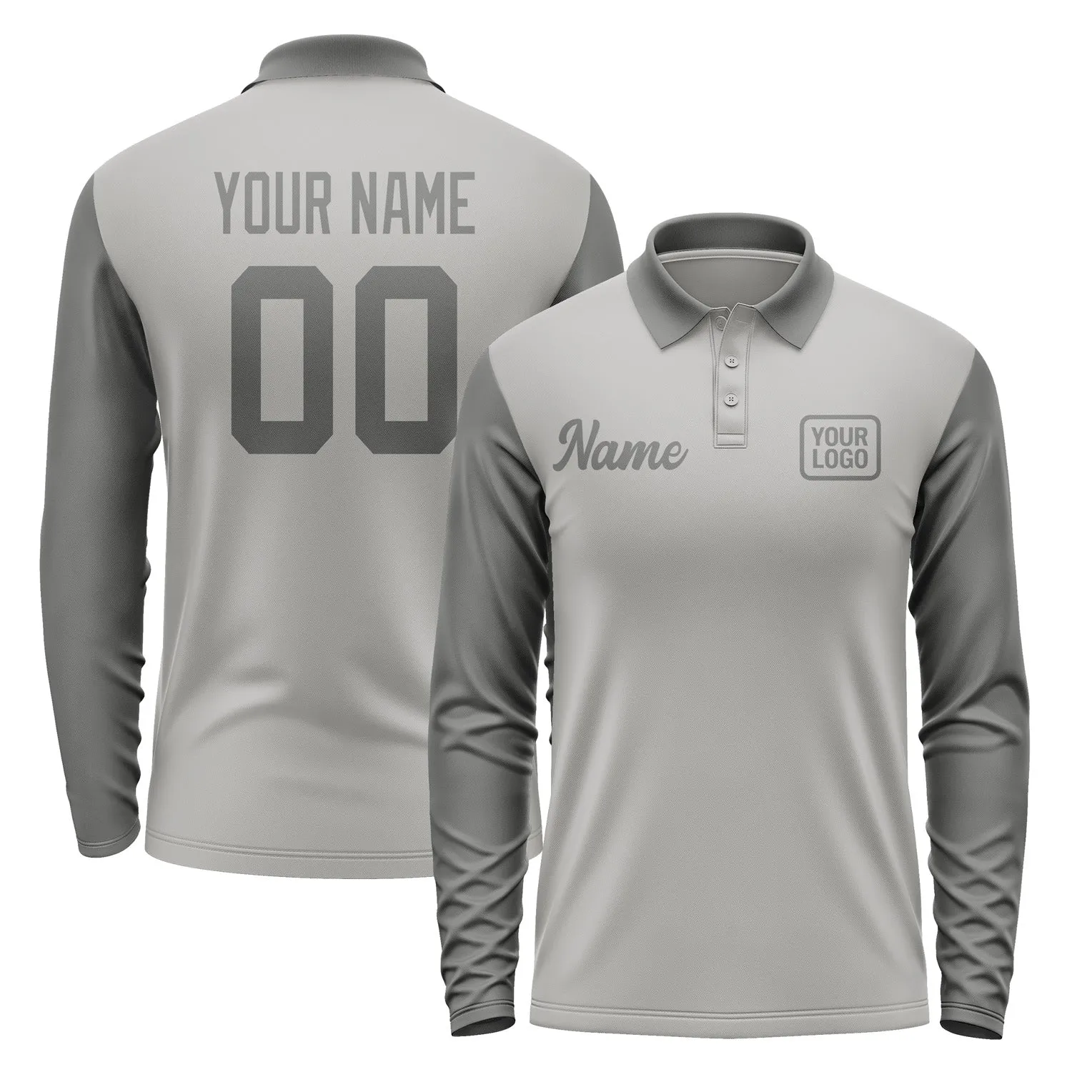 Custom Gray Dark Grey Long Sleeve Polo Shirt sold by Tailorly