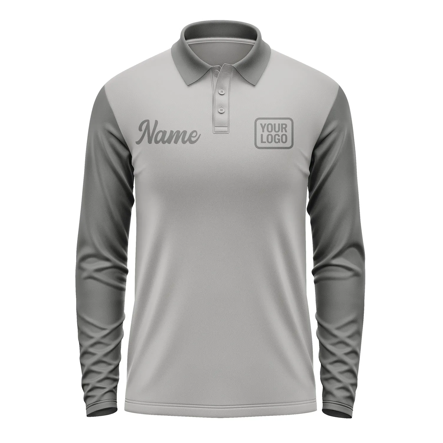 Custom Gray Dark Grey Long Sleeve Polo Shirt sold by Tailorly product image thumbnail 2