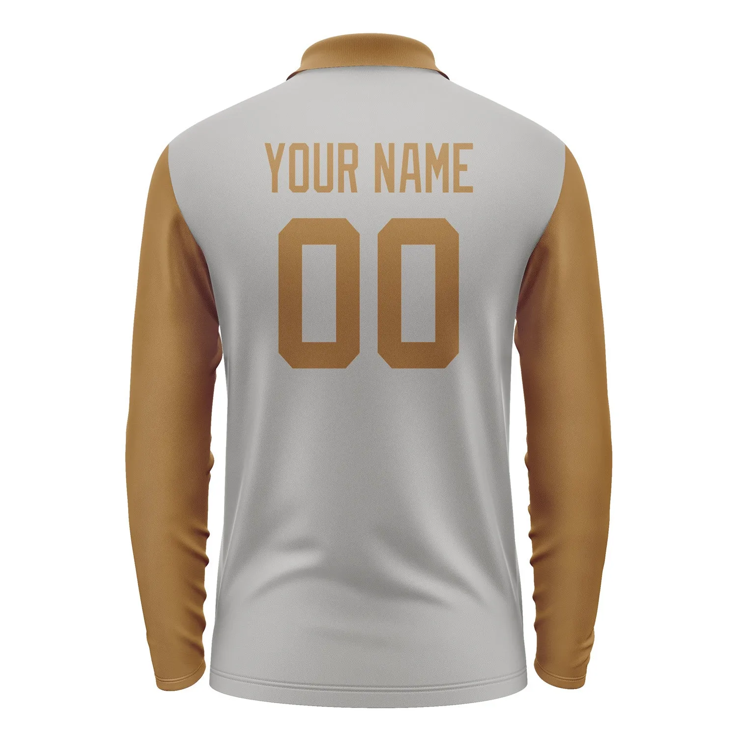 Custom Gray Khaki Long Sleeve Polo Shirt sold by Tailorly product image thumbnail 3