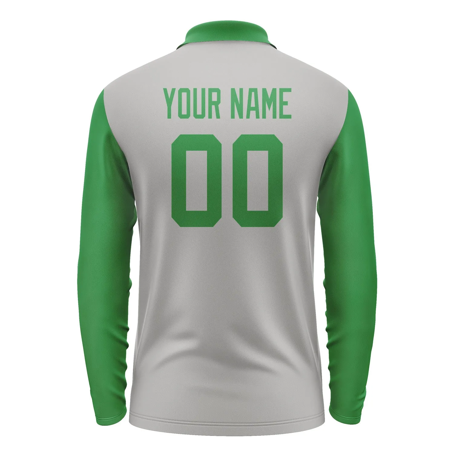 Custom Gray Emerald Green Long Sleeve Polo Shirt sold by Tailorly product image thumbnail 3