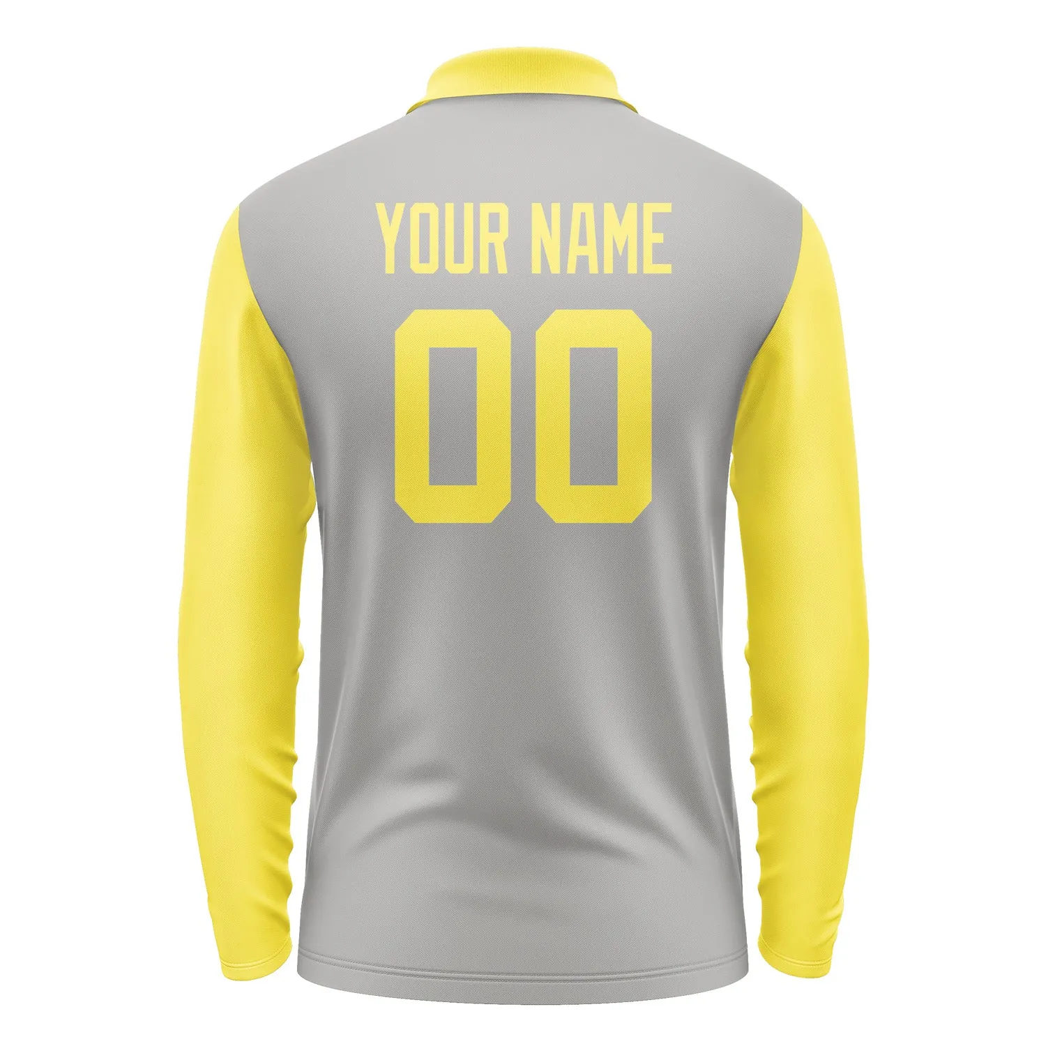 Custom Gray Light Yellow Long Sleeve Polo Shirt sold by Tailorly product image thumbnail 3