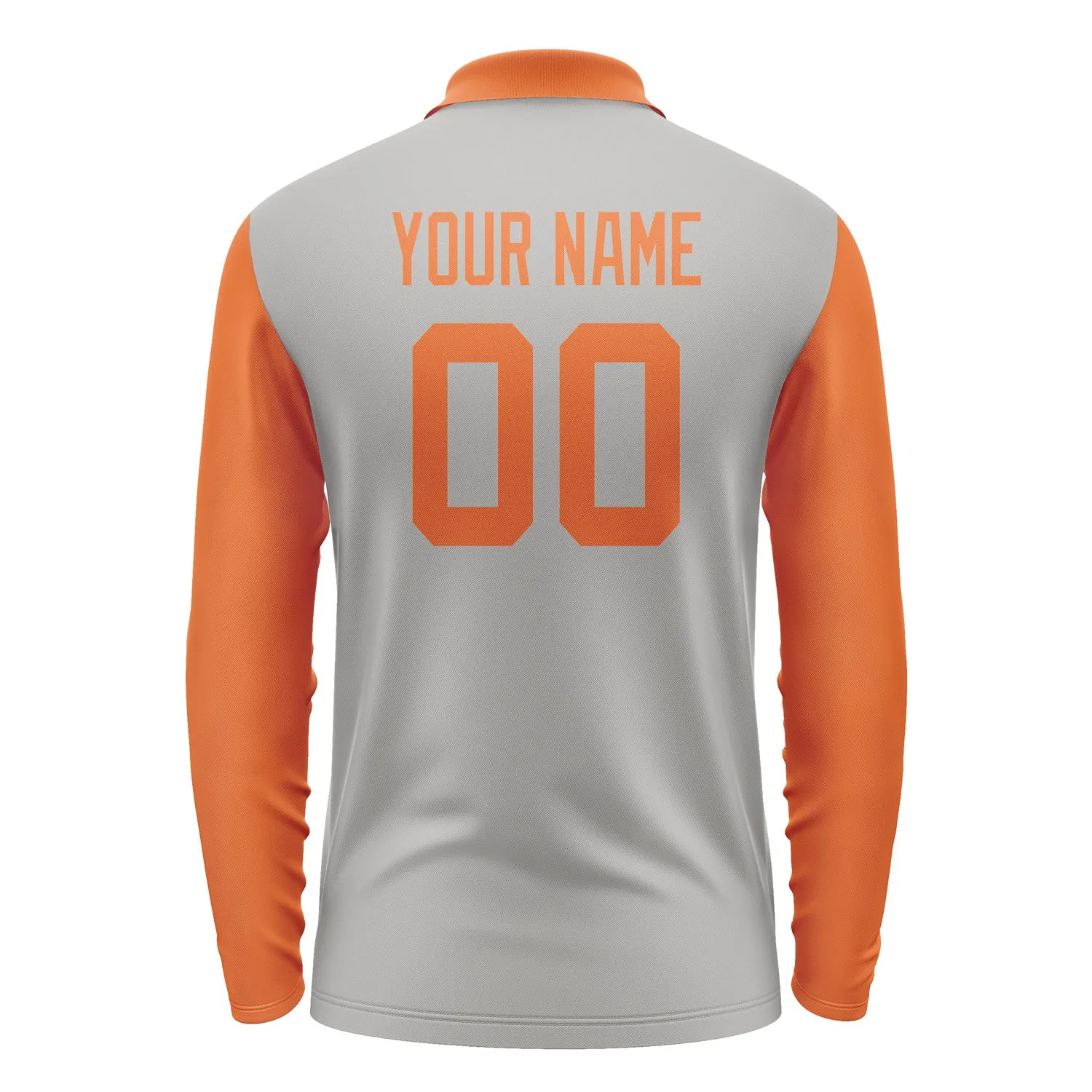 Custom Gray Orange Long Sleeve Polo Shirt sold by Tailorly product image thumbnail 3