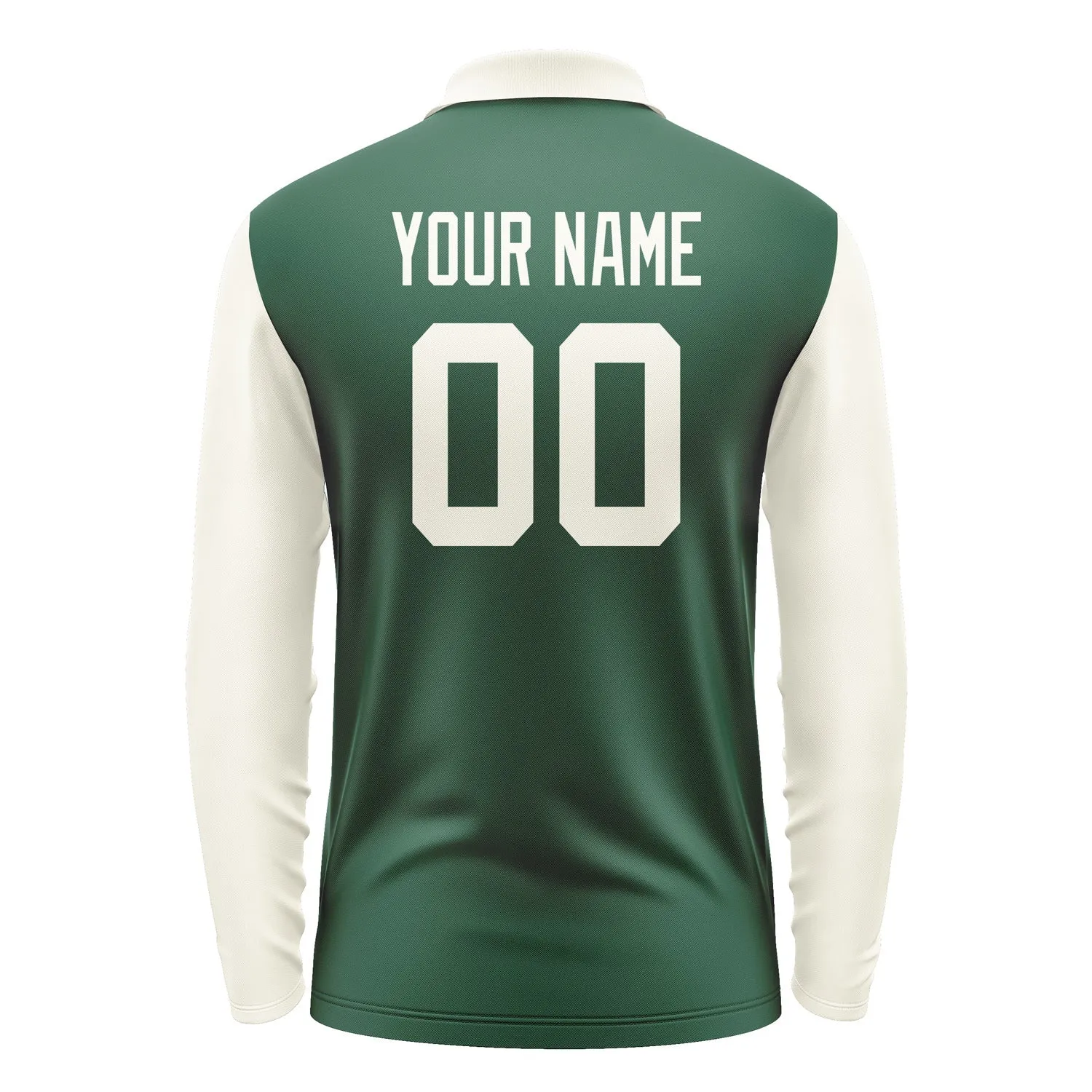 Custom Green Cream Long Sleeve Polo Shirt sold by Tailorly product image thumbnail 3