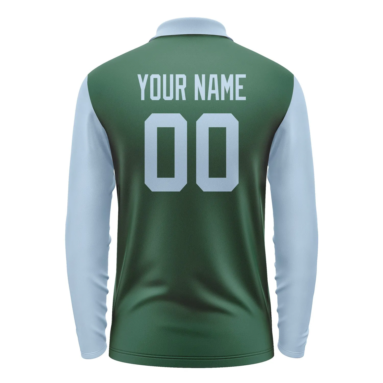 Custom Green Light Blue Long Sleeve Polo Shirt sold by Tailorly product image thumbnail 3