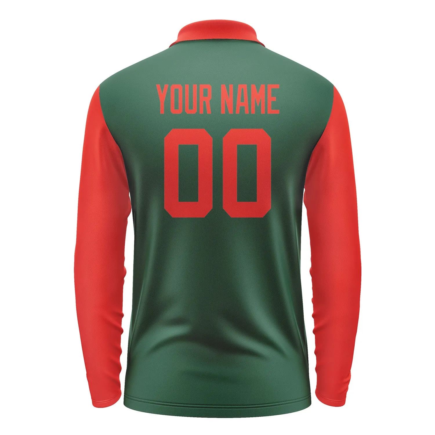 Custom Green Orange Red Long Sleeve Polo Shirt sold by Tailorly product image thumbnail 3