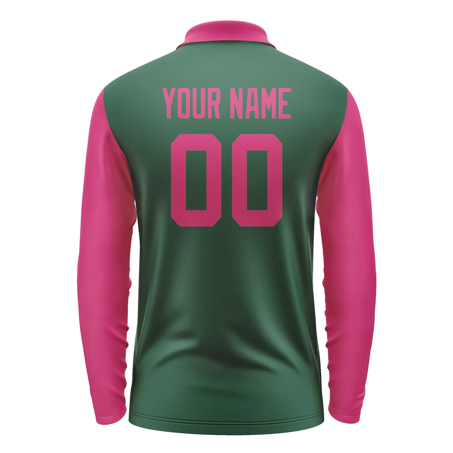 Custom Green Pink Long Sleeve Polo Shirt sold by Tailorly product image thumbnail 3