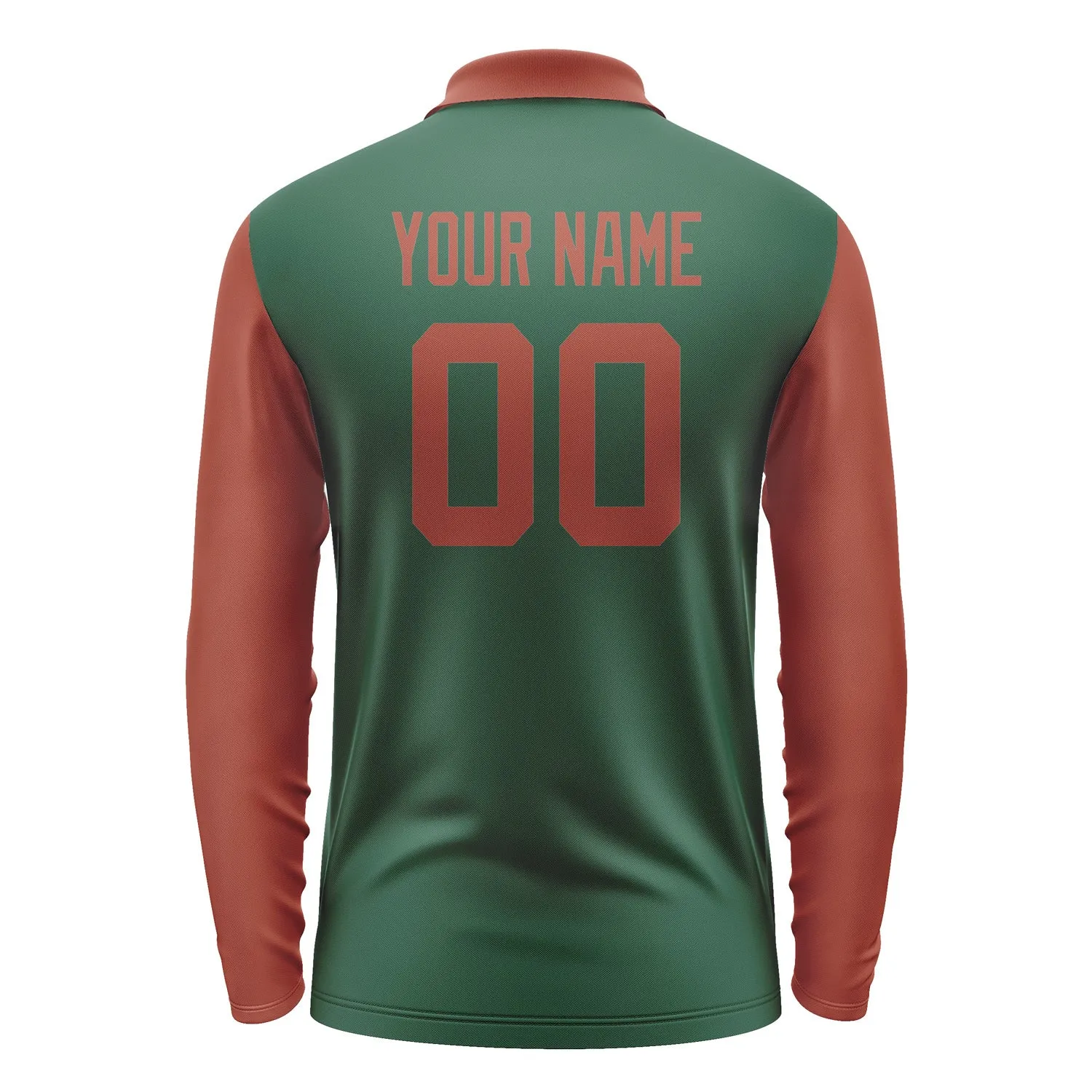 Custom Green Coral Red Long Sleeve Polo Shirt sold by Tailorly product image thumbnail 3