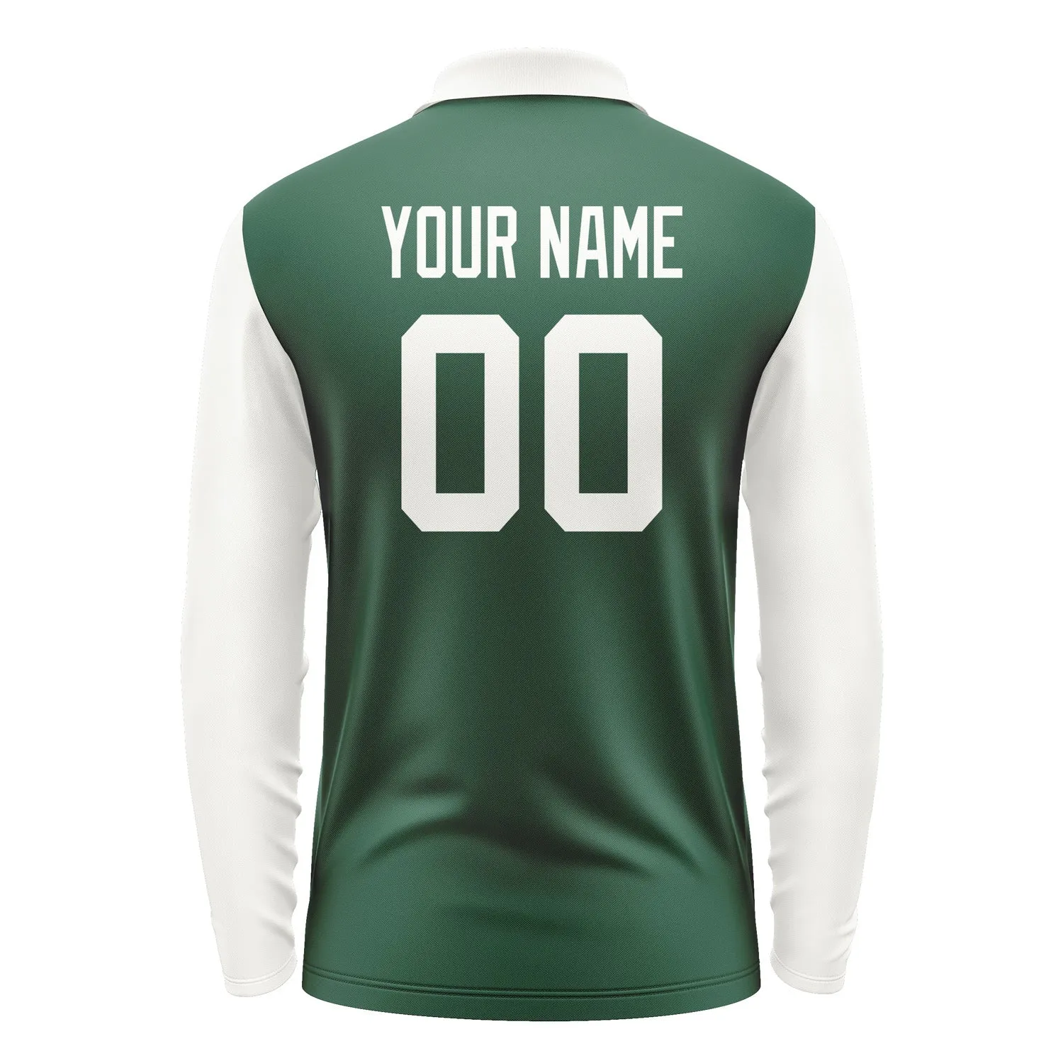 Custom Green White Long Sleeve Polo Shirt sold by Tailorly product image thumbnail 3