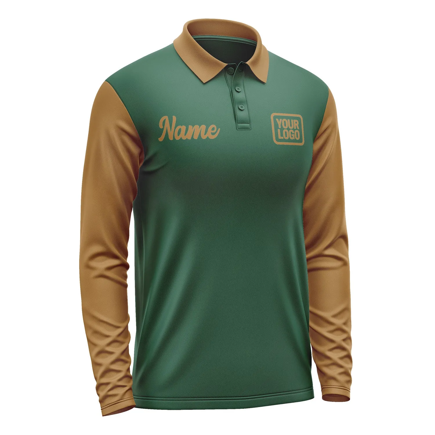 Custom Green Khaki Long Sleeve Polo Shirt sold by Tailorly product image thumbnail 4