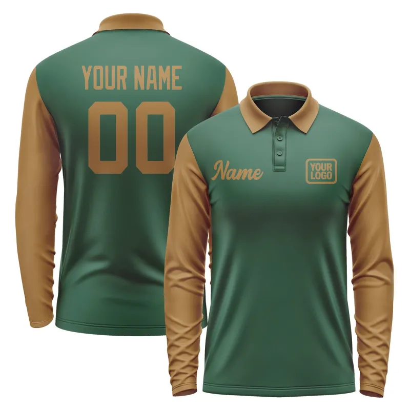 Custom Green Khaki Long Sleeve Polo Shirt sold by Tailorly