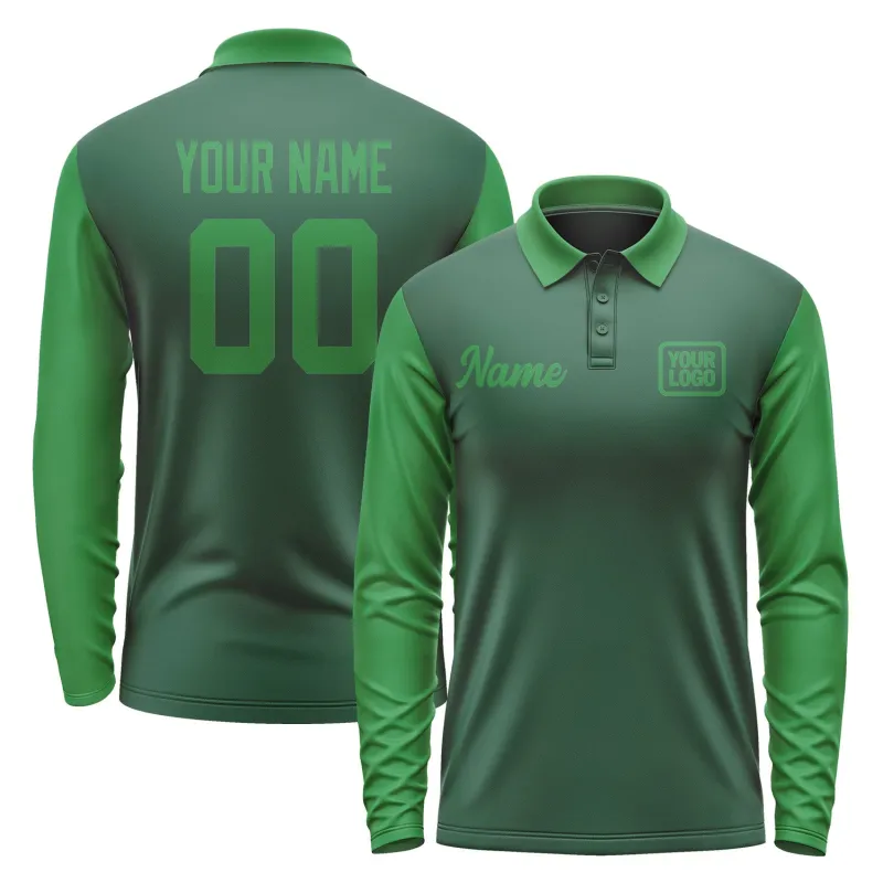 Custom Green Emerald Green Long Sleeve Polo Shirt sold by Tailorly