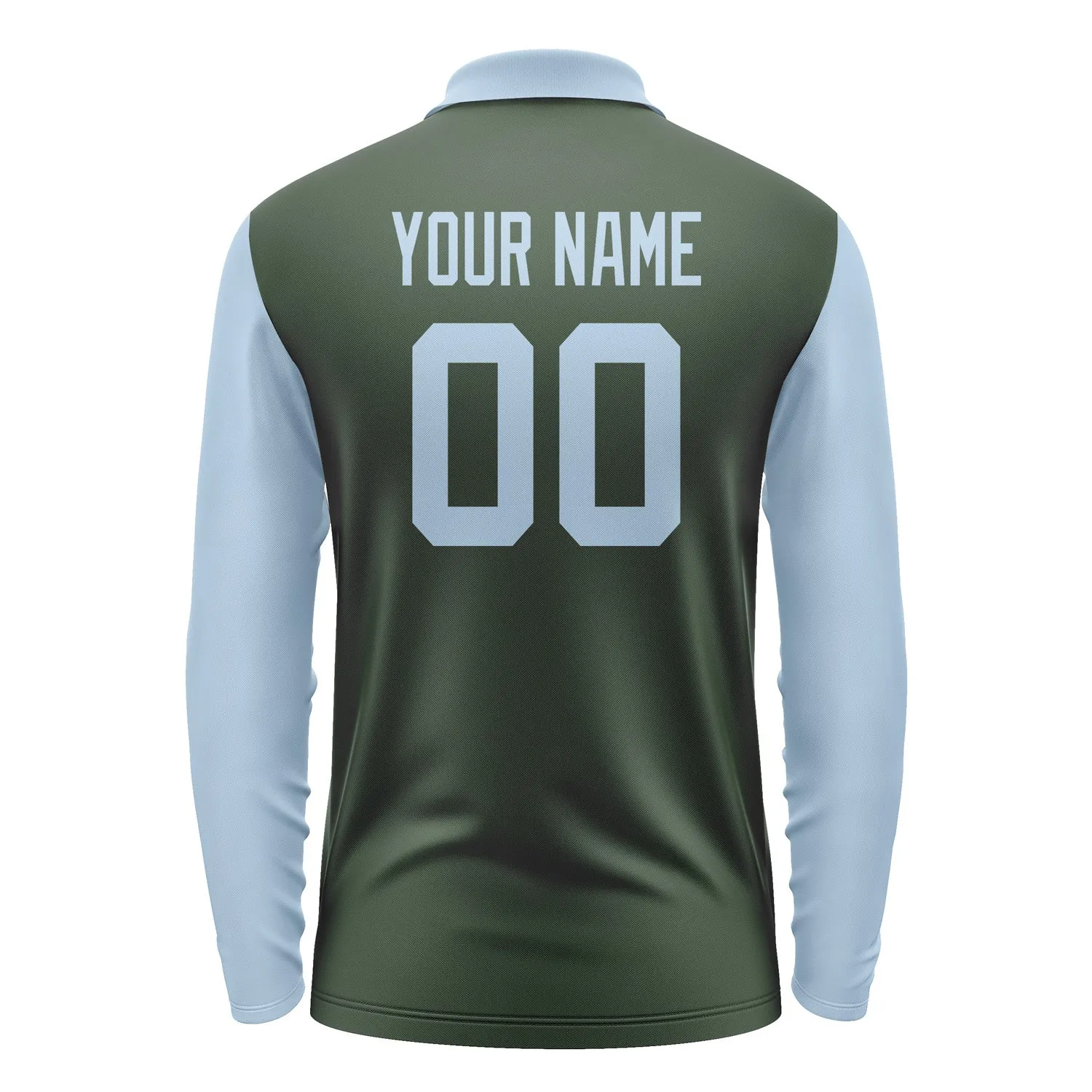 Custom Dark Green Light Blue Long Sleeve Polo Shirt sold by Tailorly product image thumbnail 3