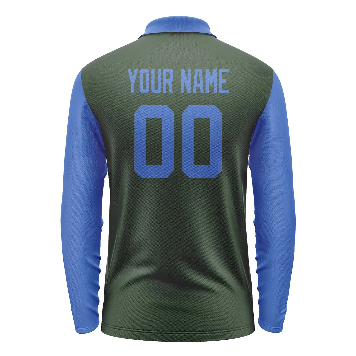 Custom Dark Green Sky Blue Long Sleeve Polo Shirt sold by Tailorly product image thumbnail 3
