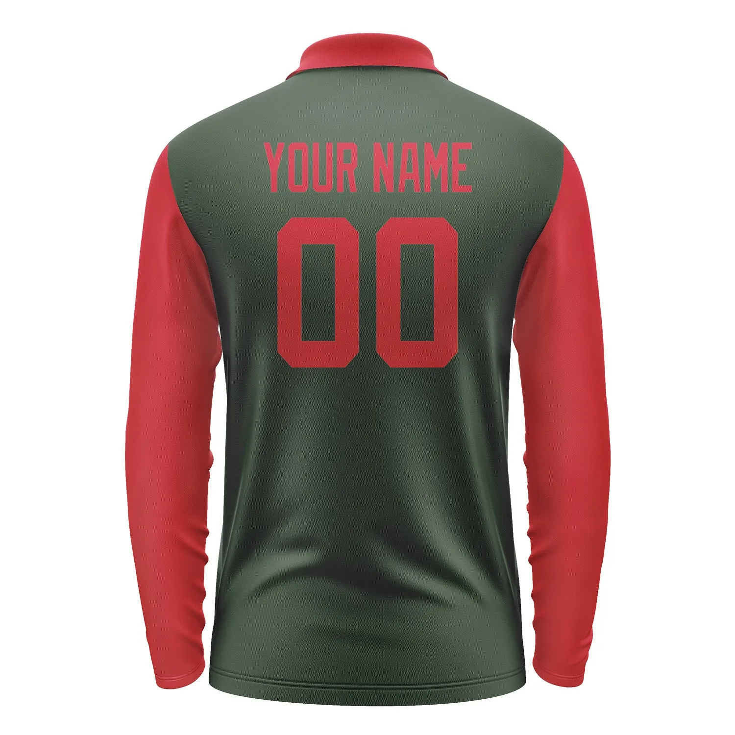 Custom Dark Green Red Long Sleeve Polo Shirt sold by Tailorly product image thumbnail 3