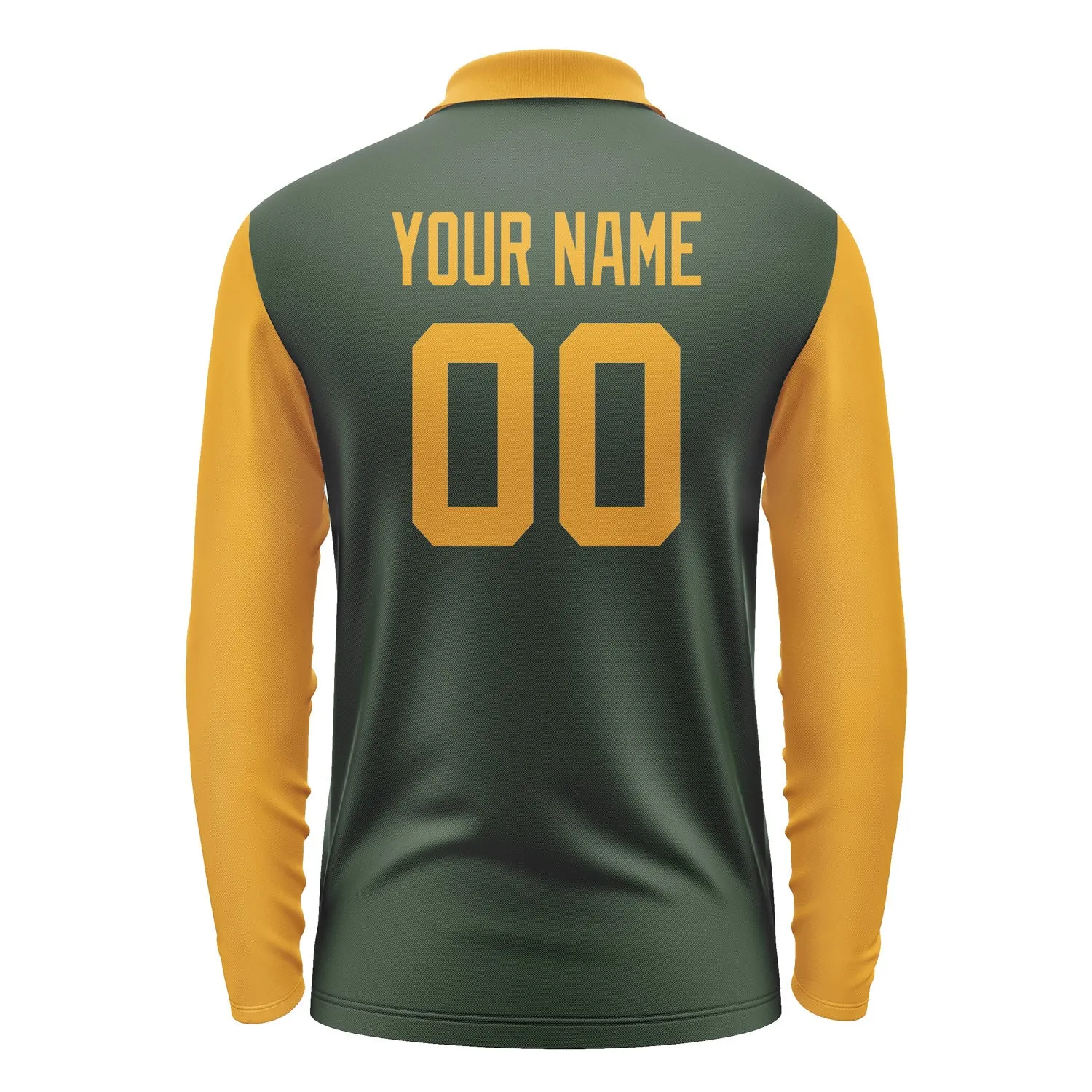 Custom Dark Green Yellow Long Sleeve Polo Shirt sold by Tailorly product image thumbnail 3