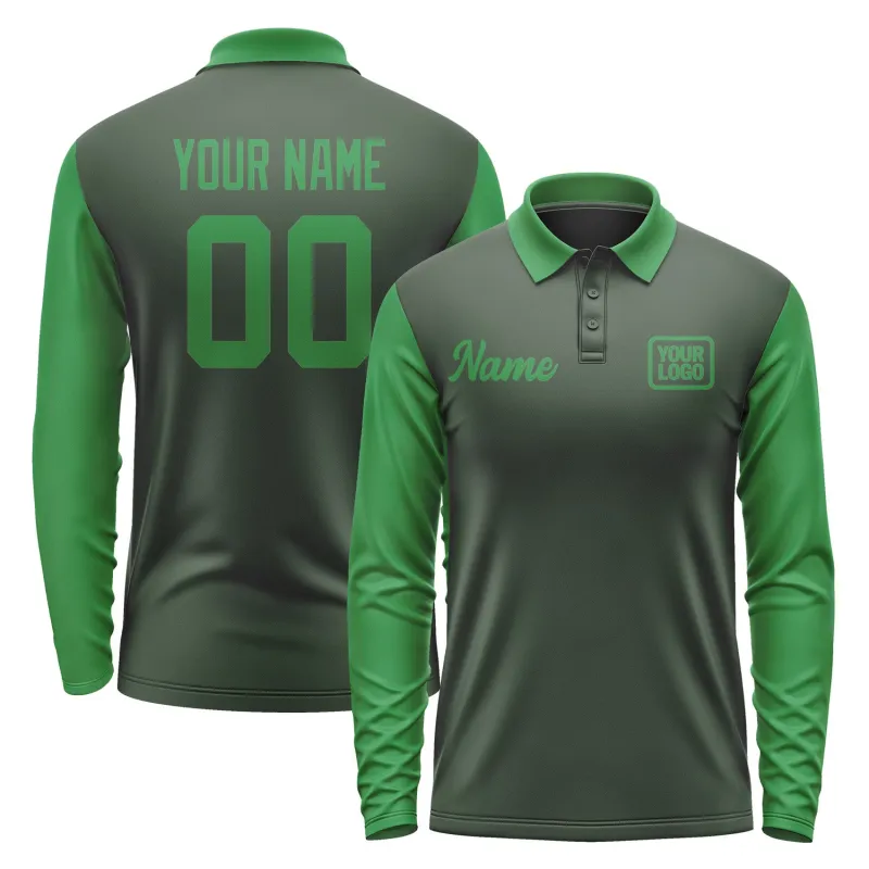 Custom Dark Green Emerald Green Long Sleeve Polo Shirt sold by Tailorly