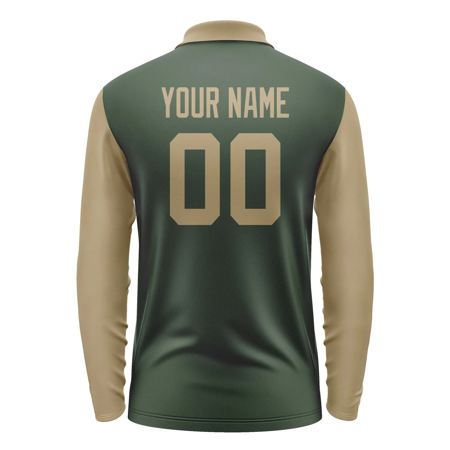 Custom Dark Green Light Khaki Long Sleeve Polo Shirt sold by Tailorly product image thumbnail 3