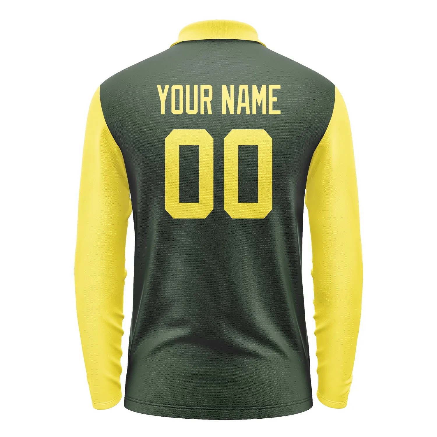 Custom Dark Green Light Yellow Long Sleeve Polo Shirt sold by Tailorly product image thumbnail 3