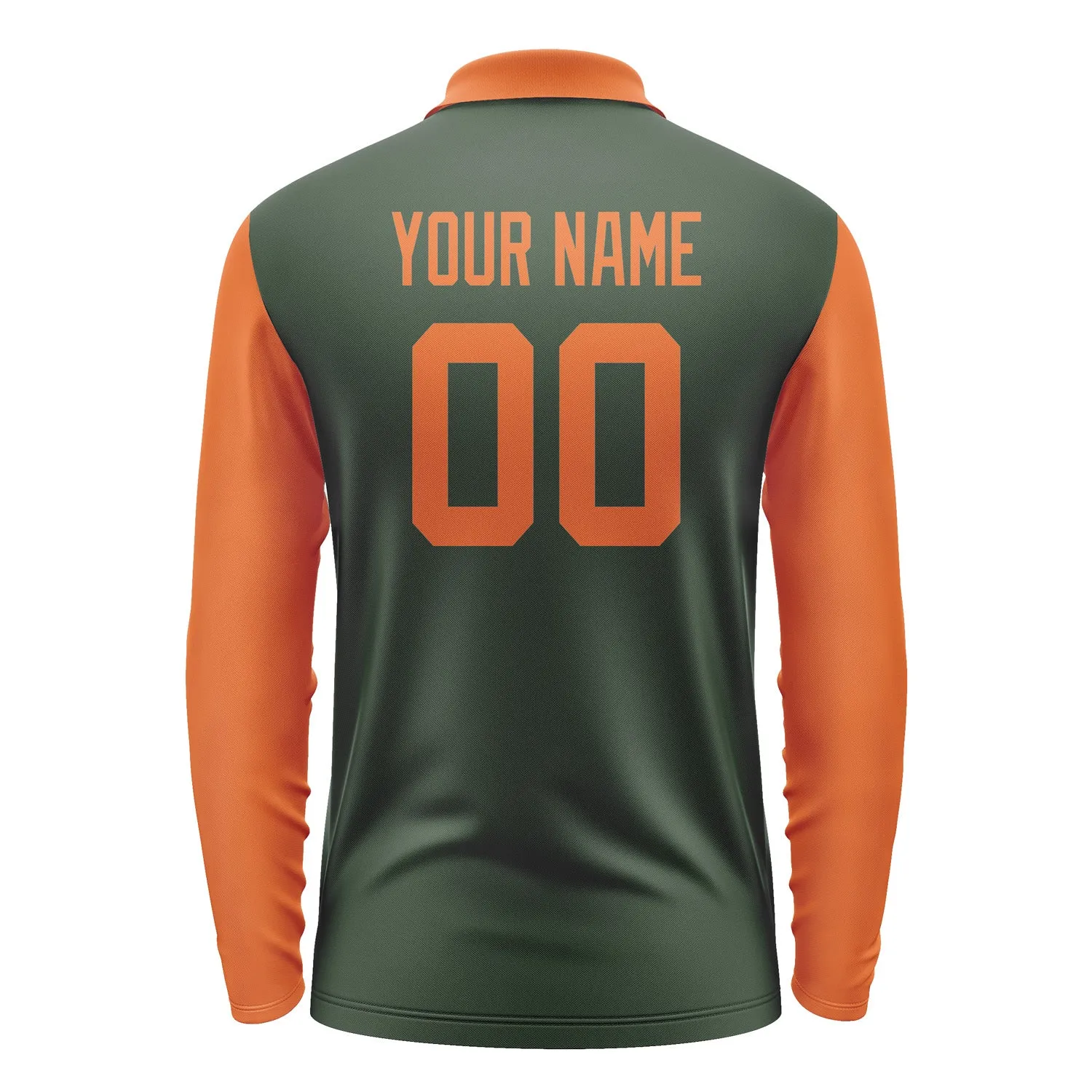 Custom Dark Green Orange Long Sleeve Polo Shirt sold by Tailorly product image thumbnail 3