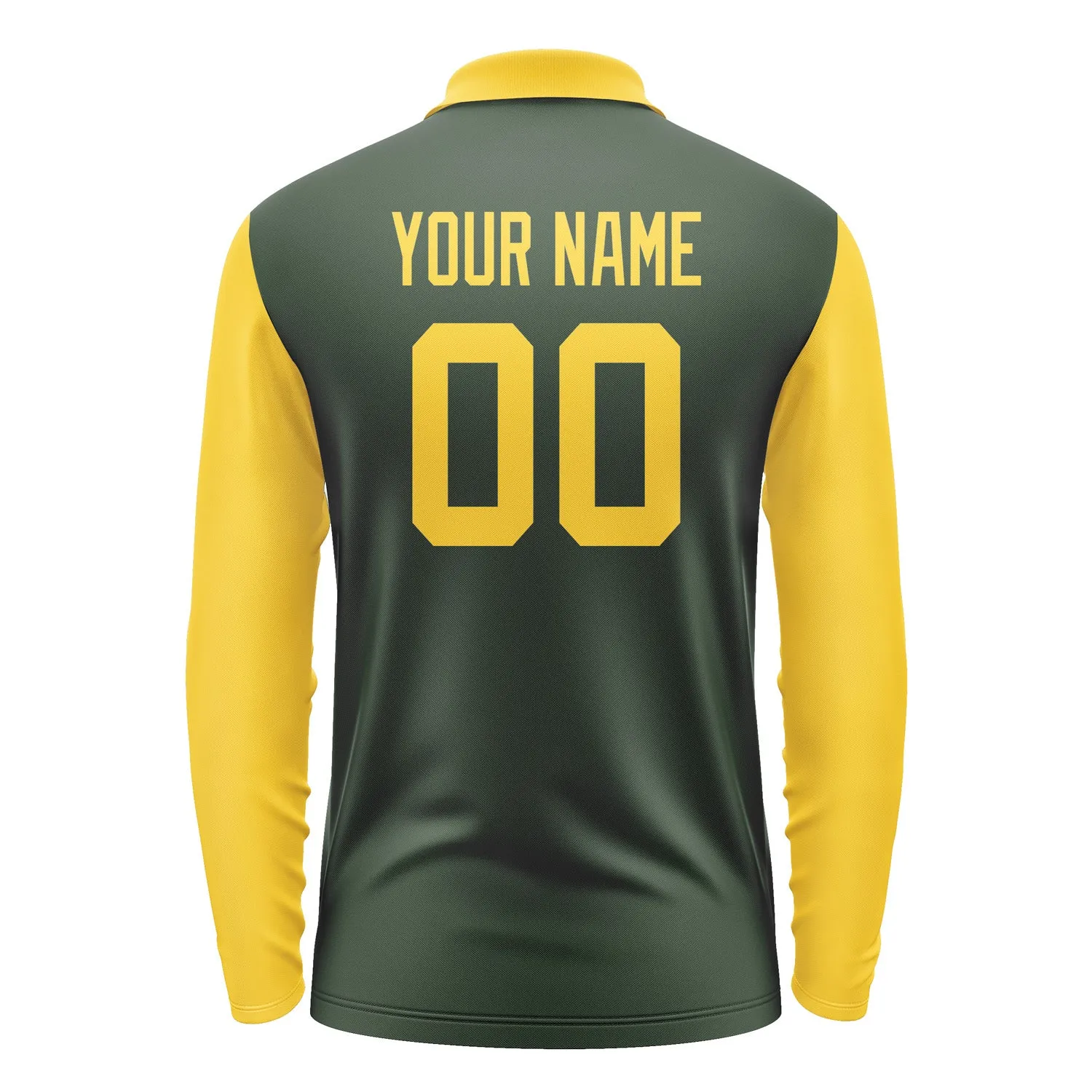 Custom Dark Green Gold Long Sleeve Polo Shirt sold by Tailorly product image thumbnail 3