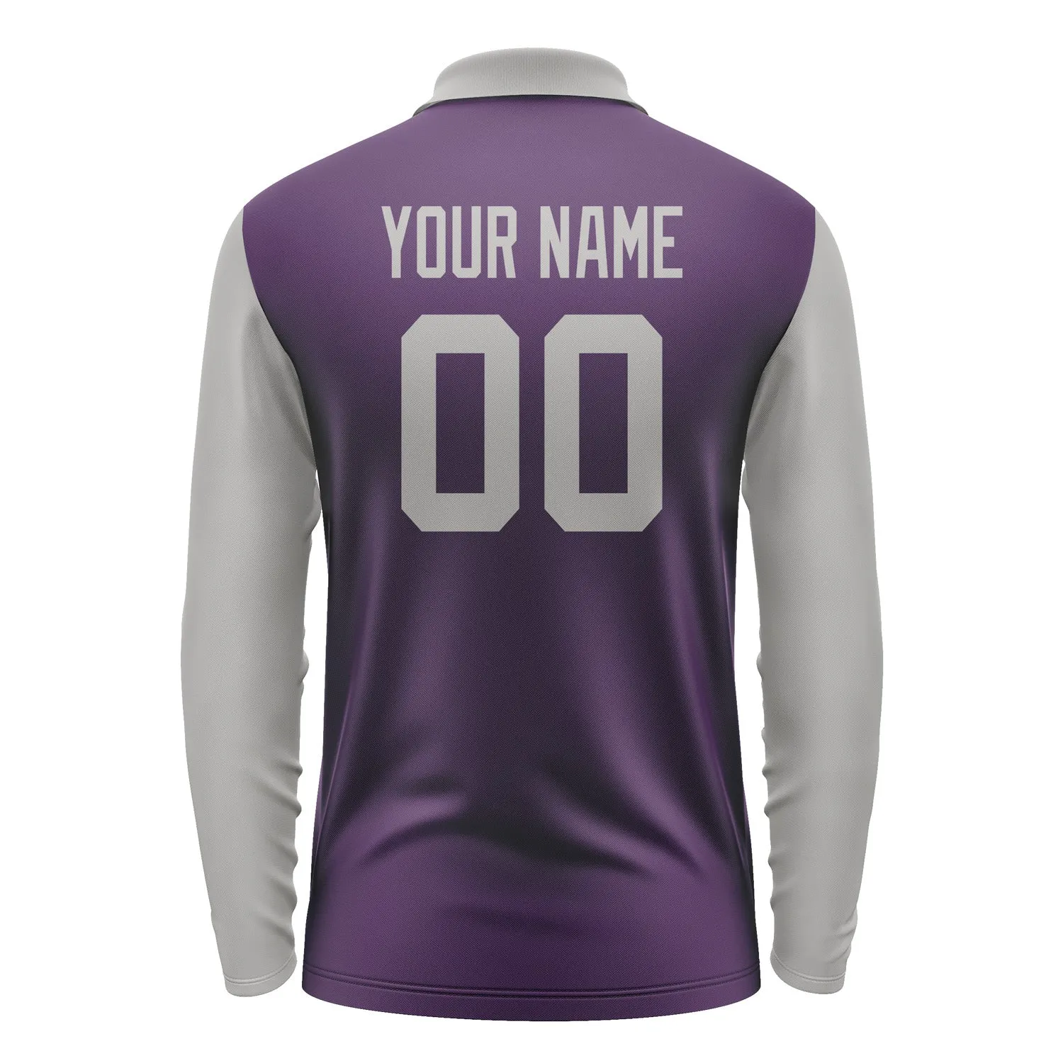 Custom Purple Gray Long Sleeve Polo Shirt sold by Tailorly product image thumbnail 3