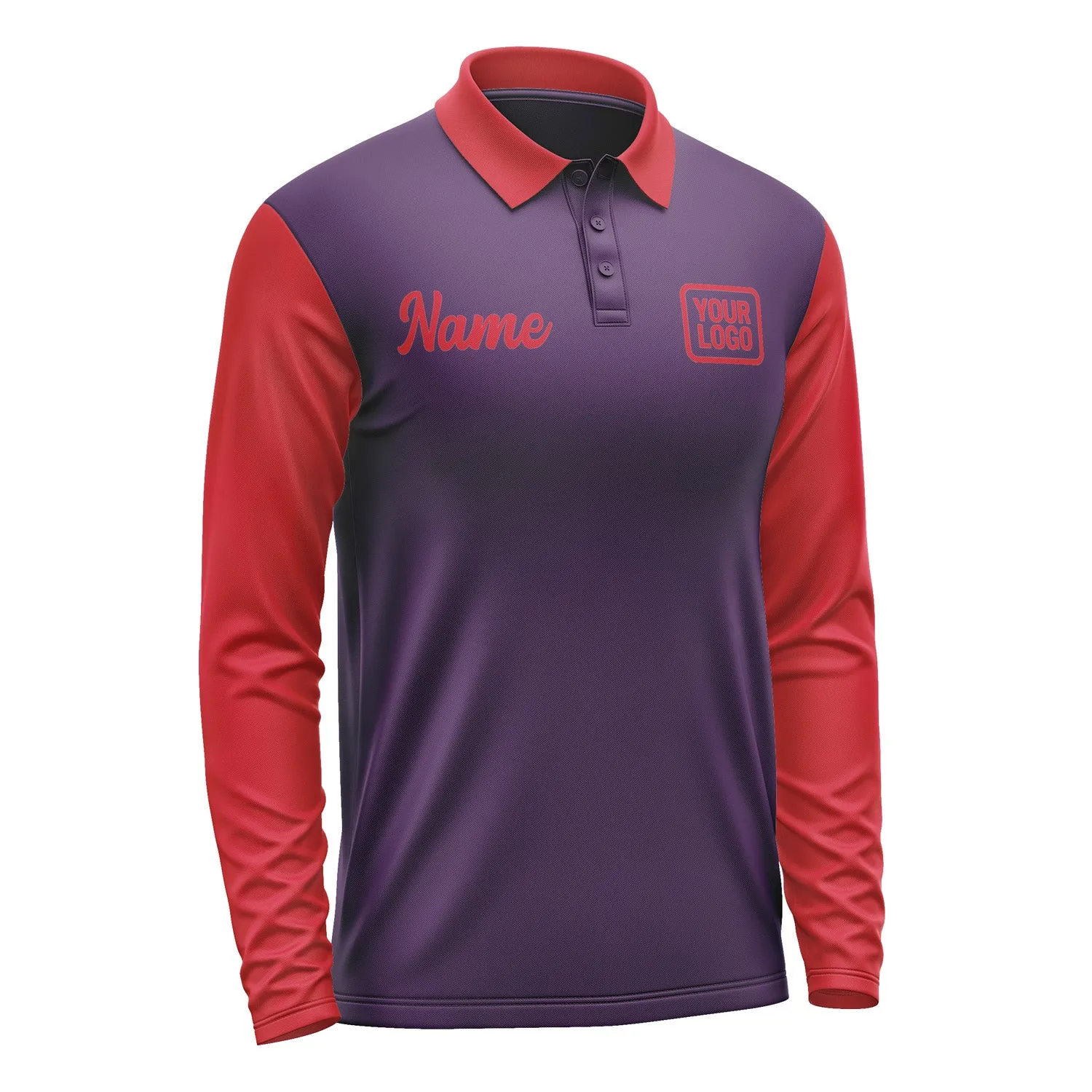 Custom Purple Red Long Sleeve Polo Shirt sold by Tailorly product image thumbnail 4