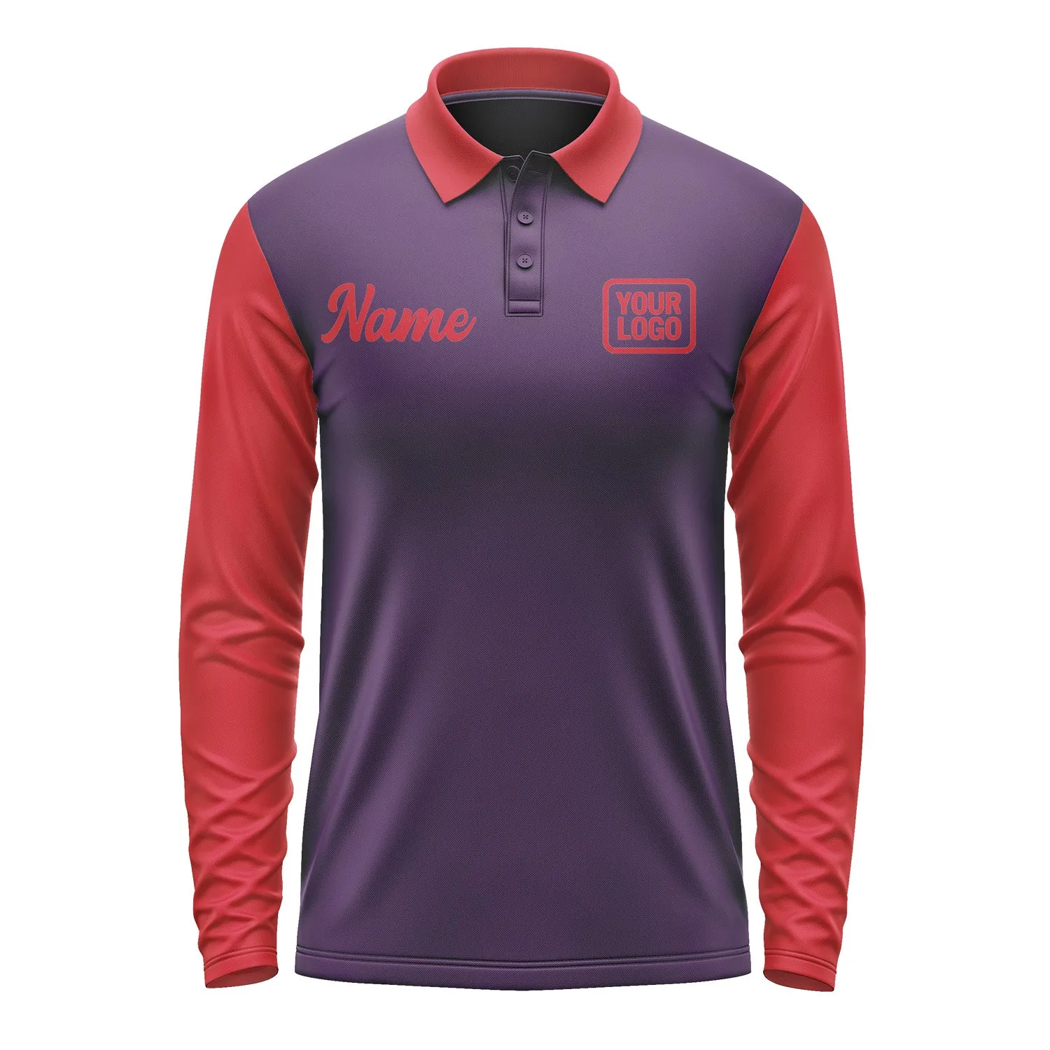 Custom Purple Red Long Sleeve Polo Shirt sold by Tailorly product image thumbnail 2