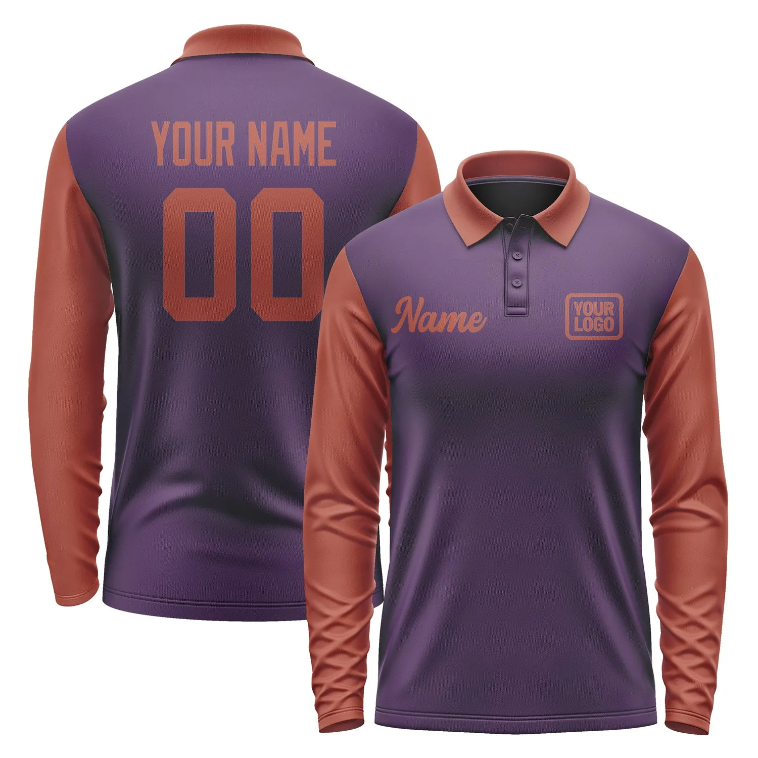 Custom Purple Coral Red Long Sleeve Polo Shirt sold by Tailorly