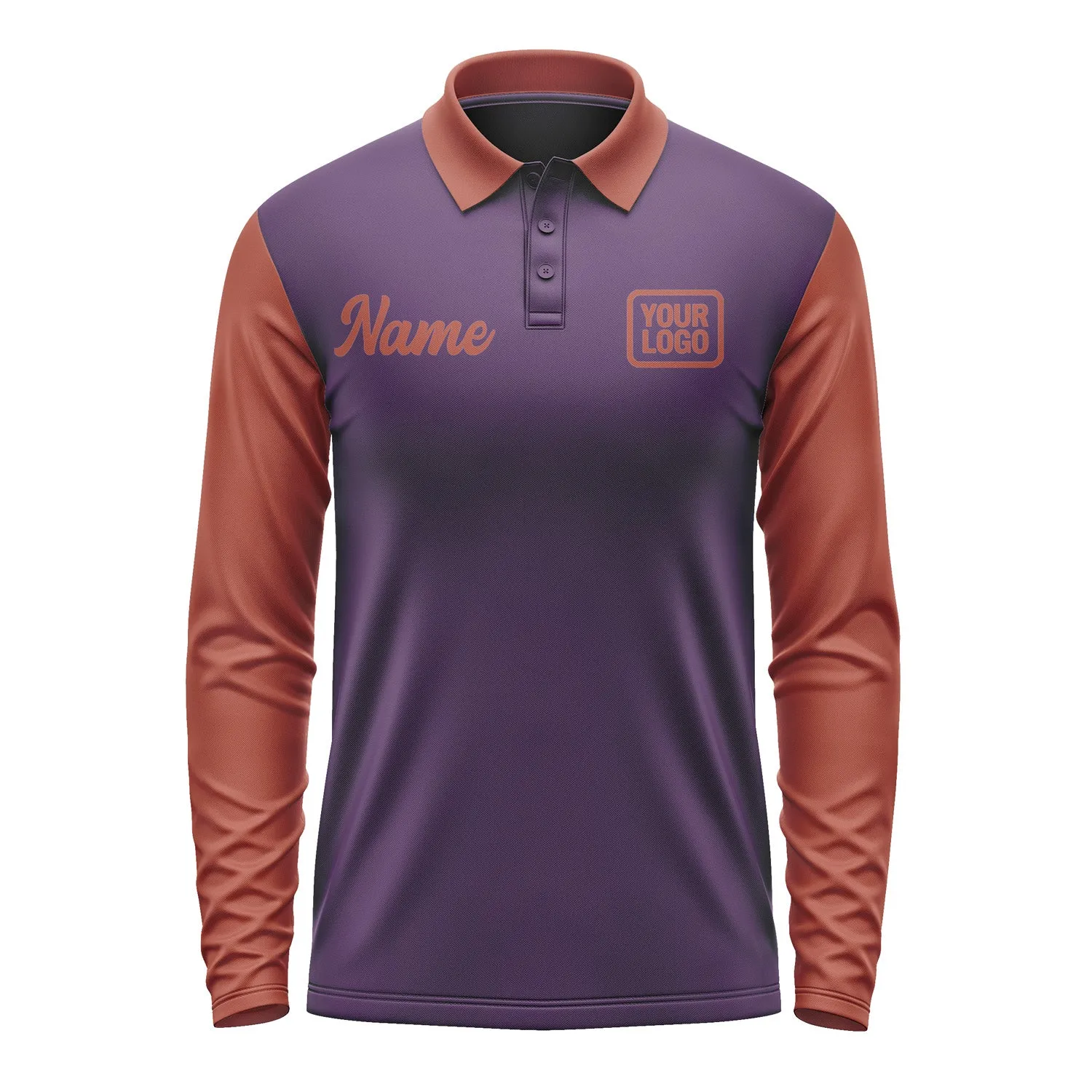 Custom Purple Coral Red Long Sleeve Polo Shirt sold by Tailorly product image thumbnail 2