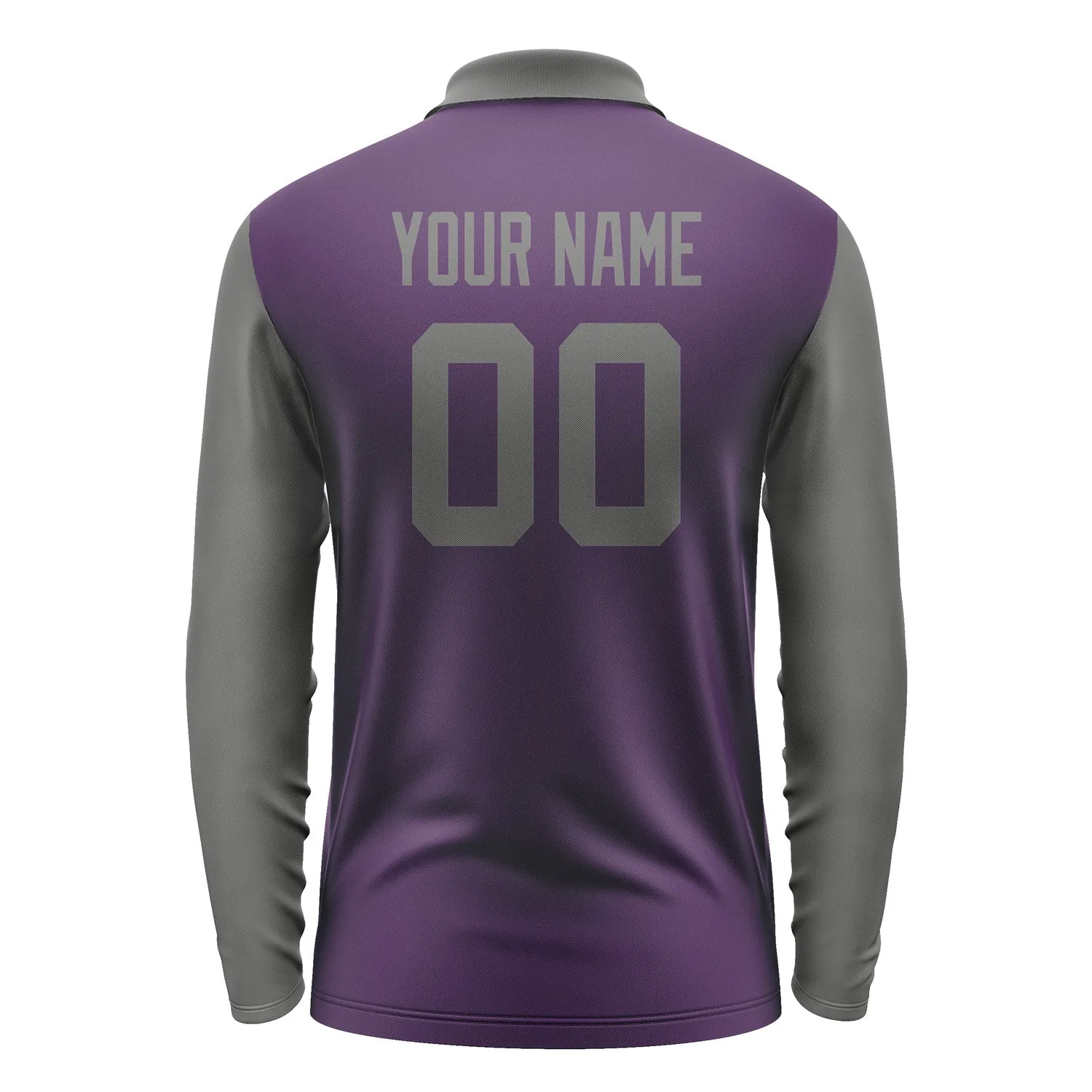 Custom Purple Dark Grey Long Sleeve Polo Shirt sold by Tailorly product image thumbnail 3