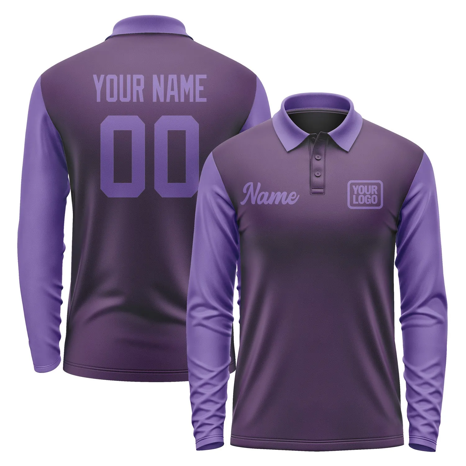 Custom Purple Light Purple Long Sleeve Polo Shirt sold by Tailorly