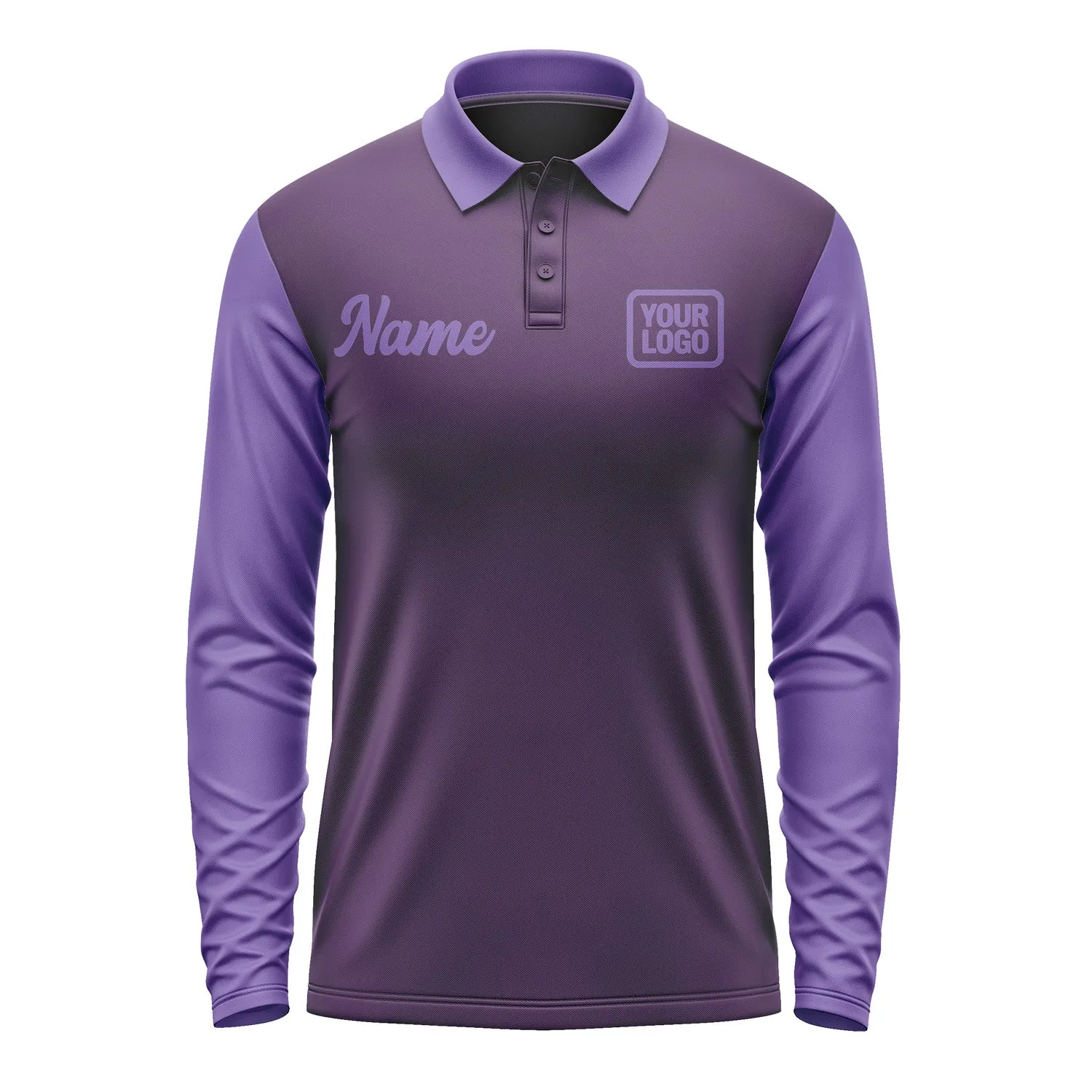 Custom Purple Light Purple Long Sleeve Polo Shirt sold by Tailorly product image thumbnail 2