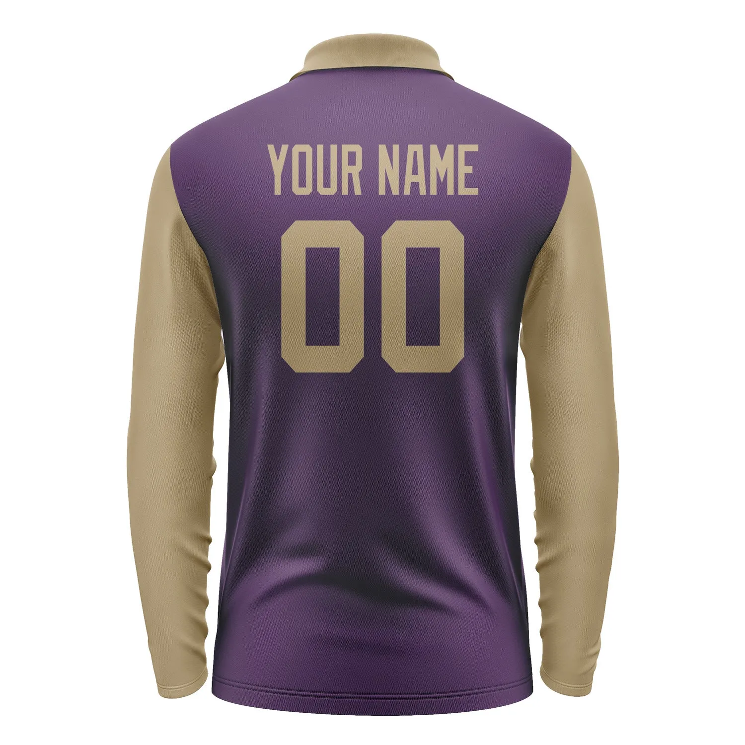 Custom Purple Light Khaki Long Sleeve Polo Shirt sold by Tailorly product image thumbnail 3