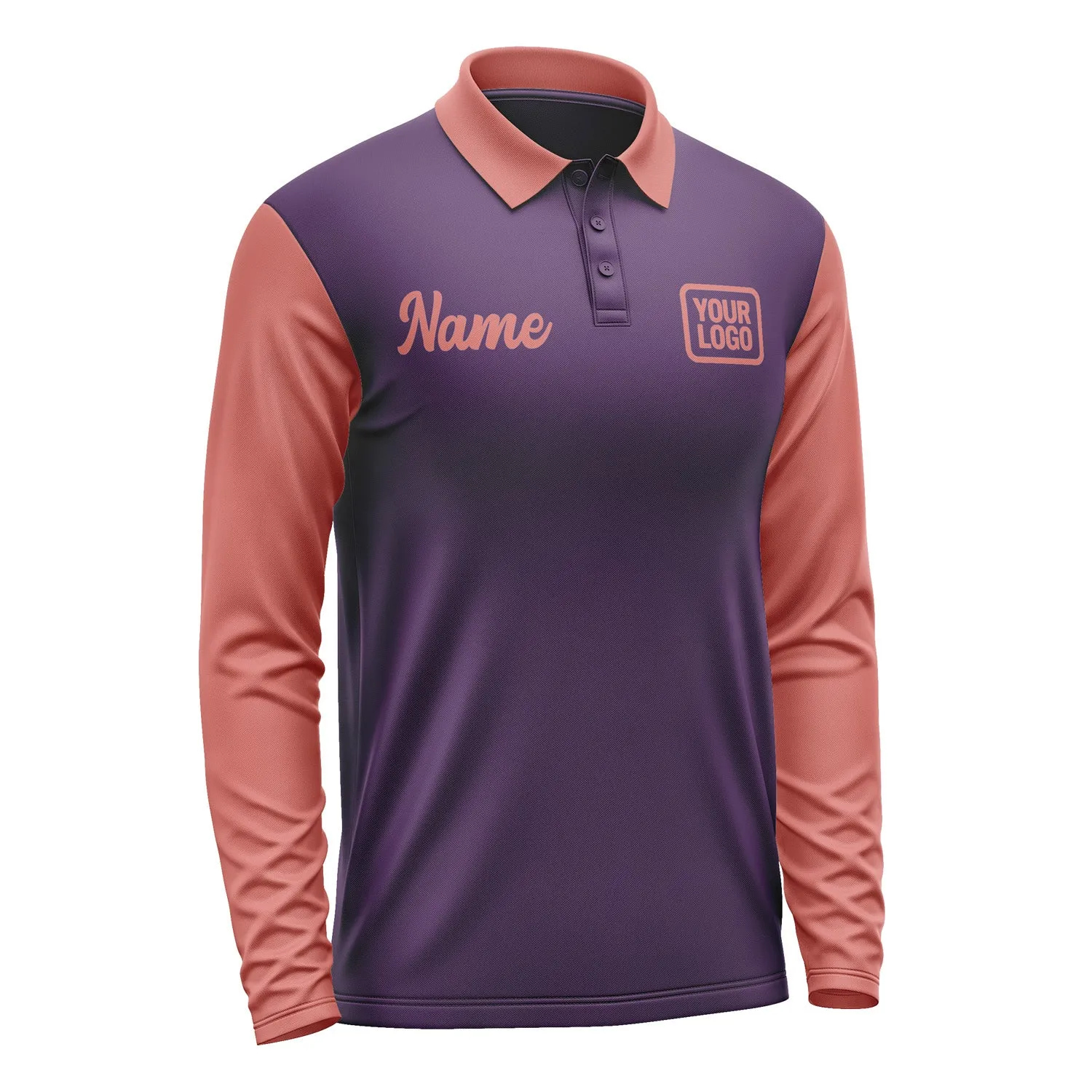 Custom Purple Copper Rose Long Sleeve Polo Shirt sold by Tailorly product image thumbnail 4