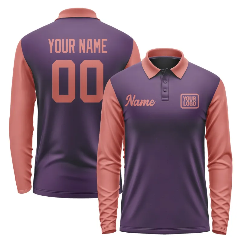 Custom Purple Copper Rose Long Sleeve Polo Shirt sold by Tailorly