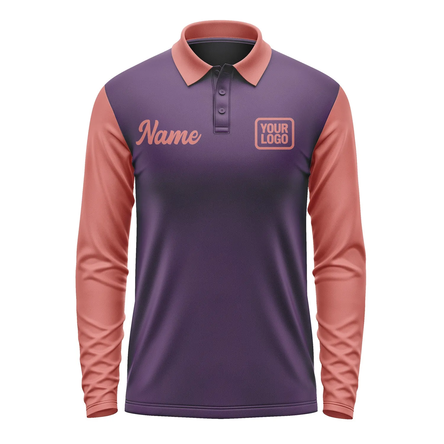 Custom Purple Copper Rose Long Sleeve Polo Shirt sold by Tailorly product image thumbnail 2
