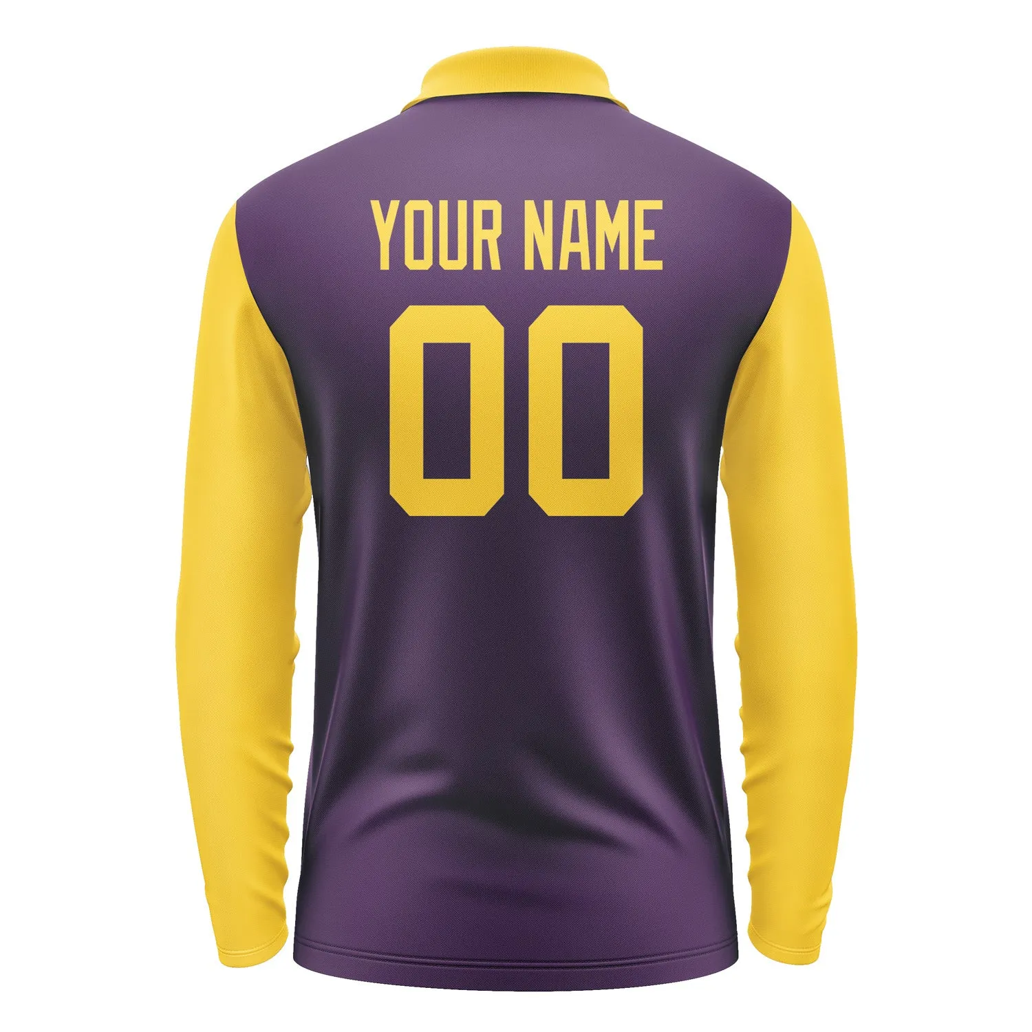 Custom Purple Gold Long Sleeve Polo Shirt sold by Tailorly product image thumbnail 3