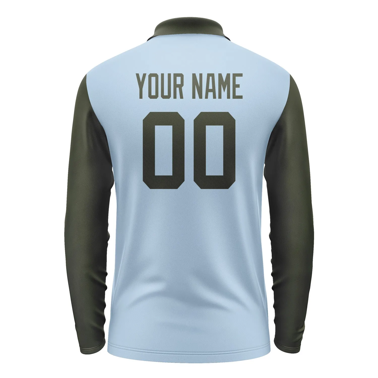 Custom Light Blue Olive Long Sleeve Polo Shirt sold by Tailorly product image thumbnail 3