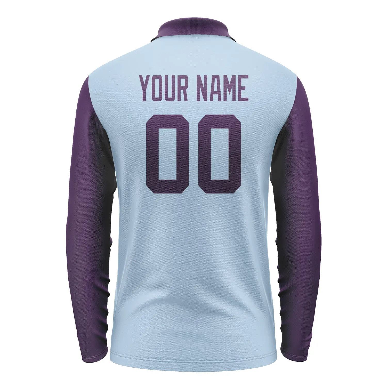 Custom Light Blue Purple Long Sleeve Polo Shirt sold by Tailorly product image thumbnail 3