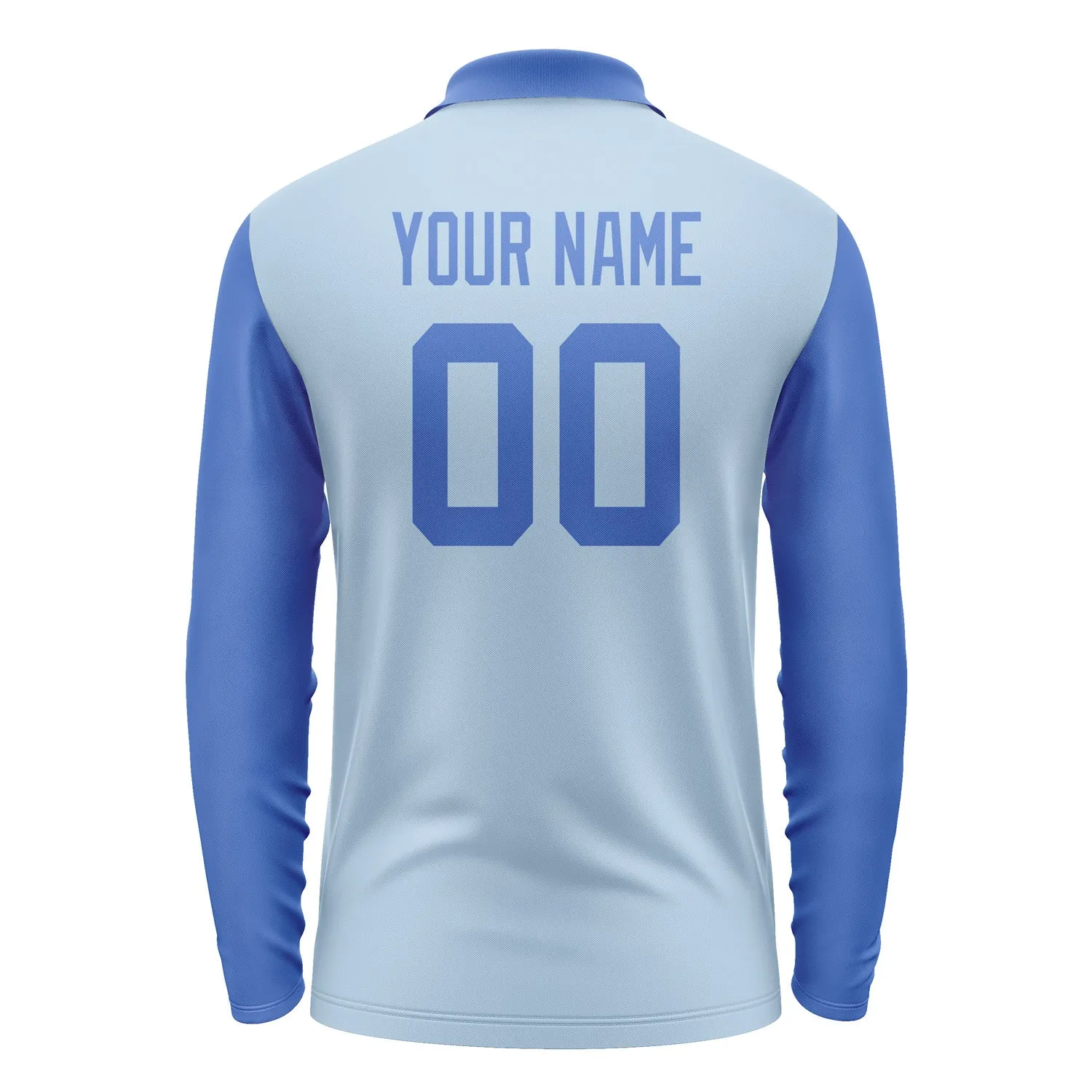 Custom Light Blue Sky Blue Long Sleeve Polo Shirt sold by Tailorly product image thumbnail 3