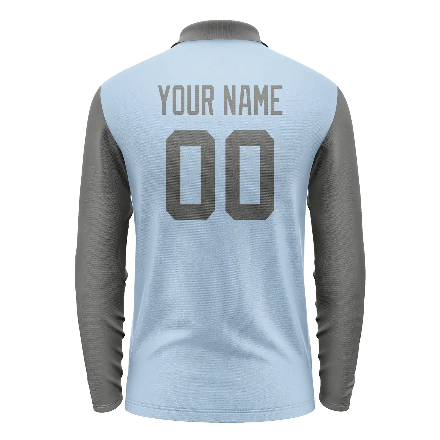 Custom Light Blue Dark Grey Long Sleeve Polo Shirt sold by Tailorly product image thumbnail 3