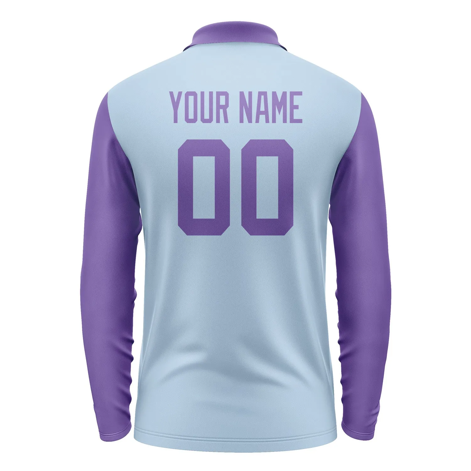 Custom Light Blue Light Purple Long Sleeve Polo Shirt sold by Tailorly product image thumbnail 3