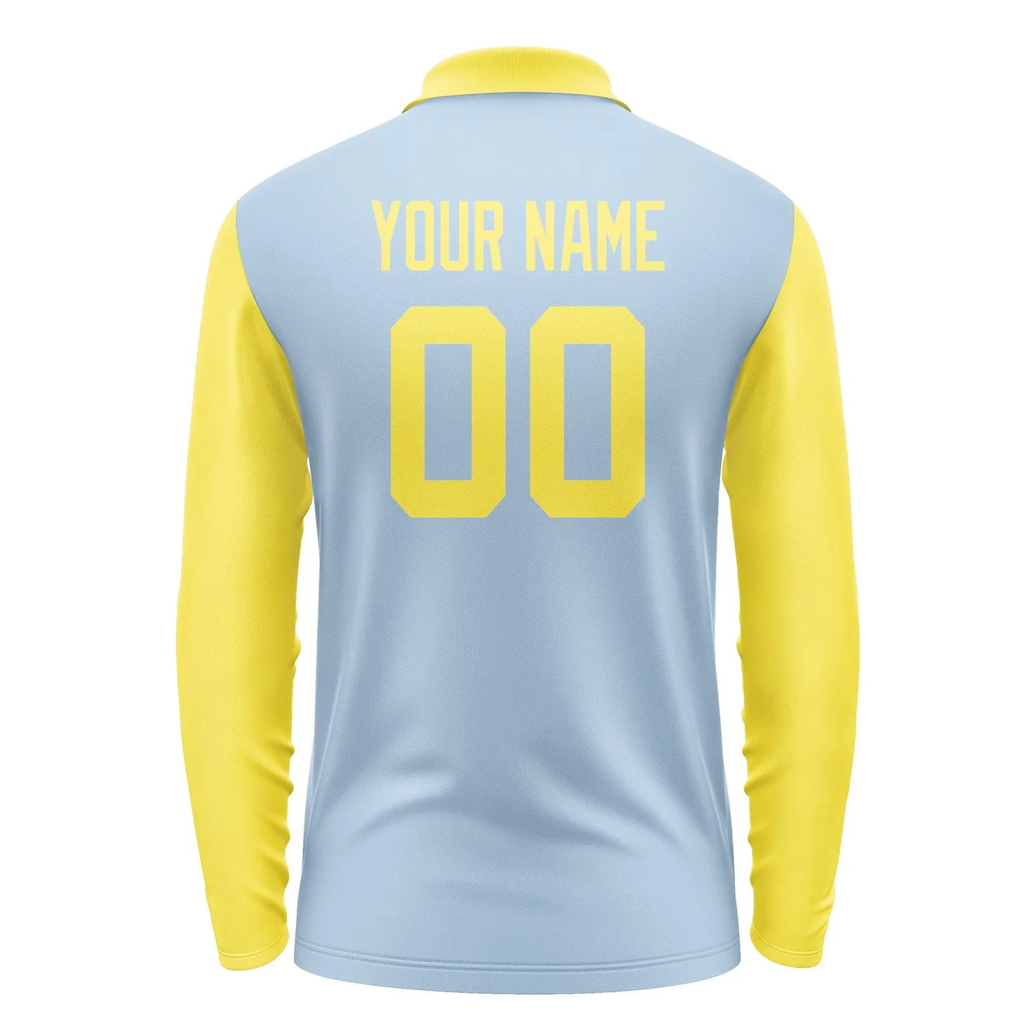 Custom Light Blue Light Yellow Long Sleeve Polo Shirt sold by Tailorly product image thumbnail 3
