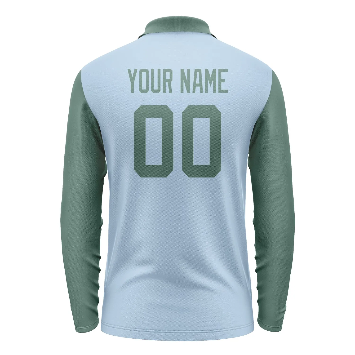 Custom Light Blue Blue Green Long Sleeve Polo Shirt sold by Tailorly product image thumbnail 3