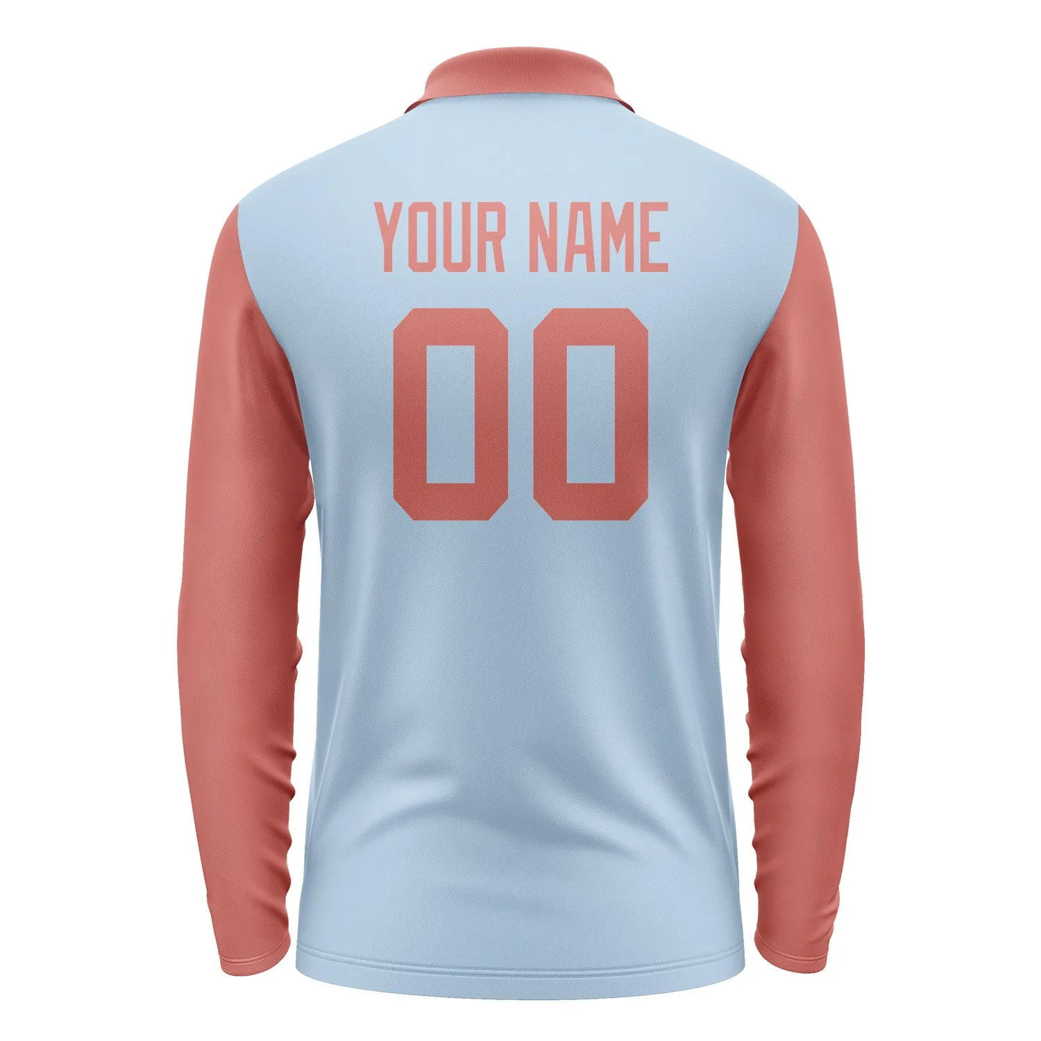 Custom Light Blue Copper Rose Long Sleeve Polo Shirt sold by Tailorly product image thumbnail 3